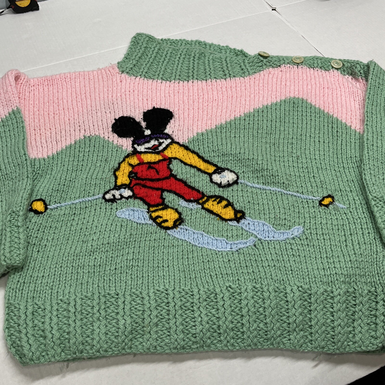 Vtg Michel Bachoz Colette Nivelle Paris Sweater Handmade Disney Mickey Mouse
