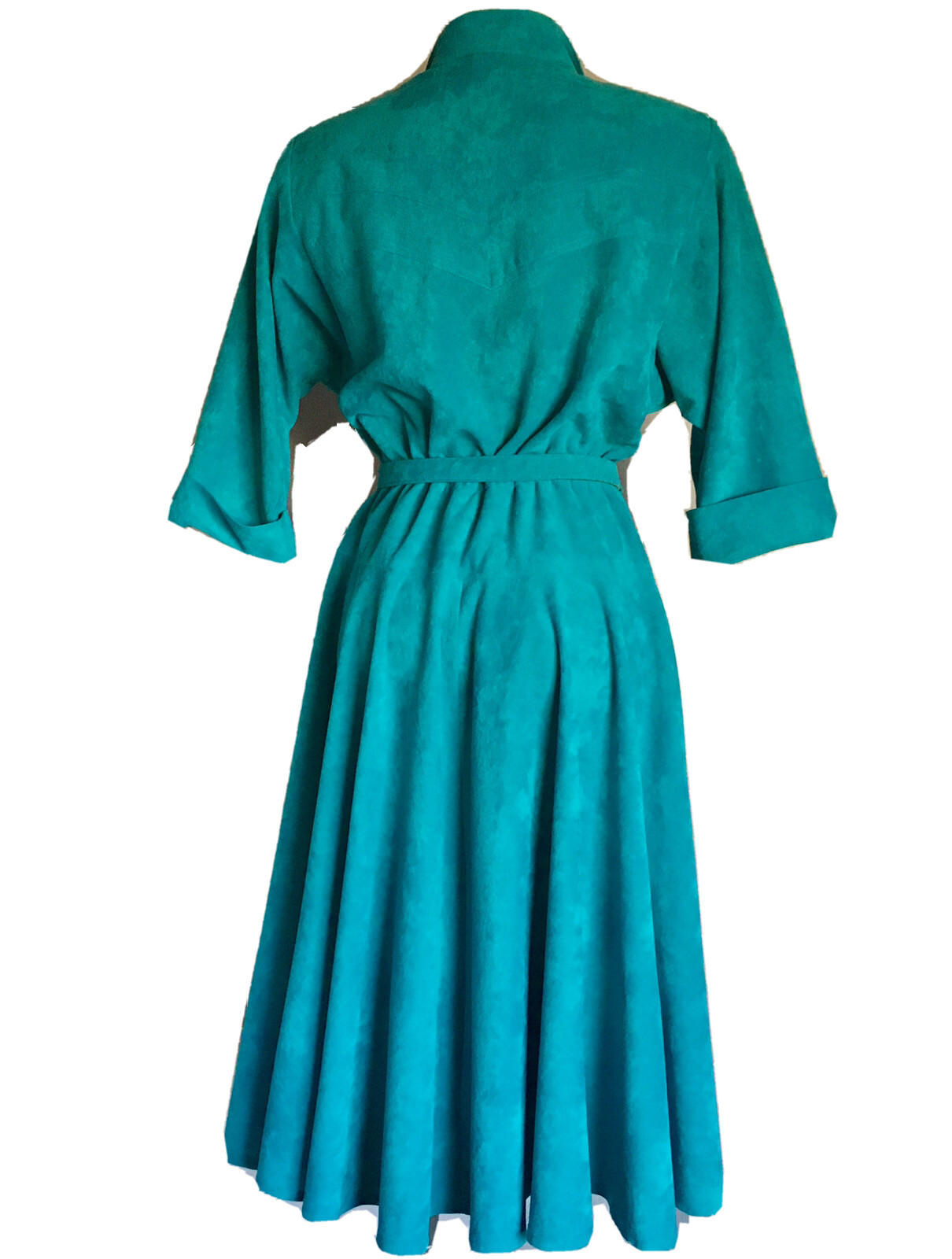 Petites by Willi 80s Teal Shirt Dress Flare Skirt Soft Rockabilly 10