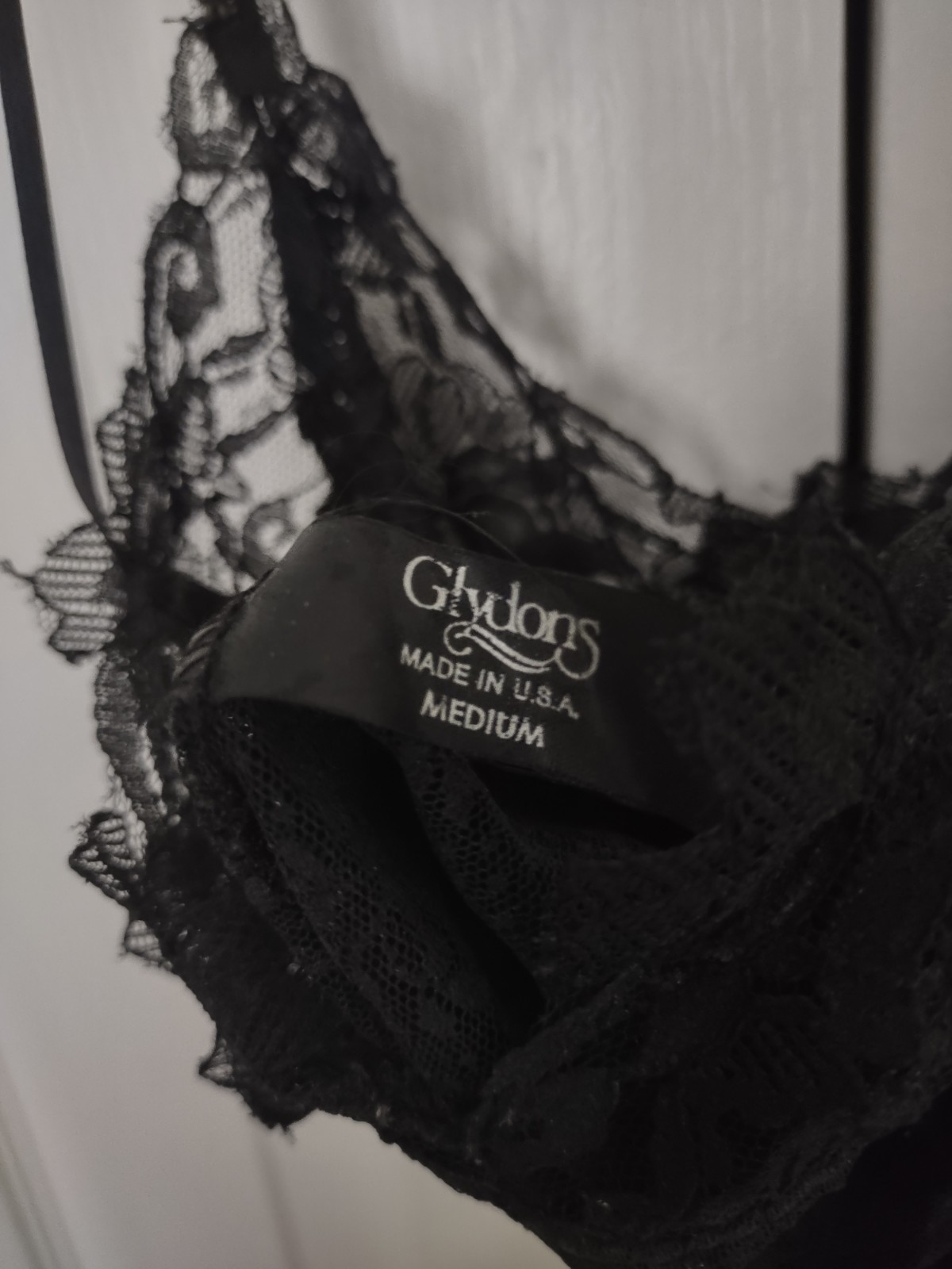 Vintage 60s 70s Glydons Women’s Medium Black Lace Maxi Slip Dress Made In USA