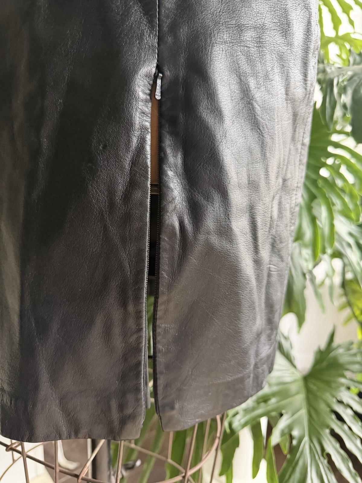 Vintage Y2K Black Italian Lambskin Skirt Genuine Leather Butter Soft Zipper S