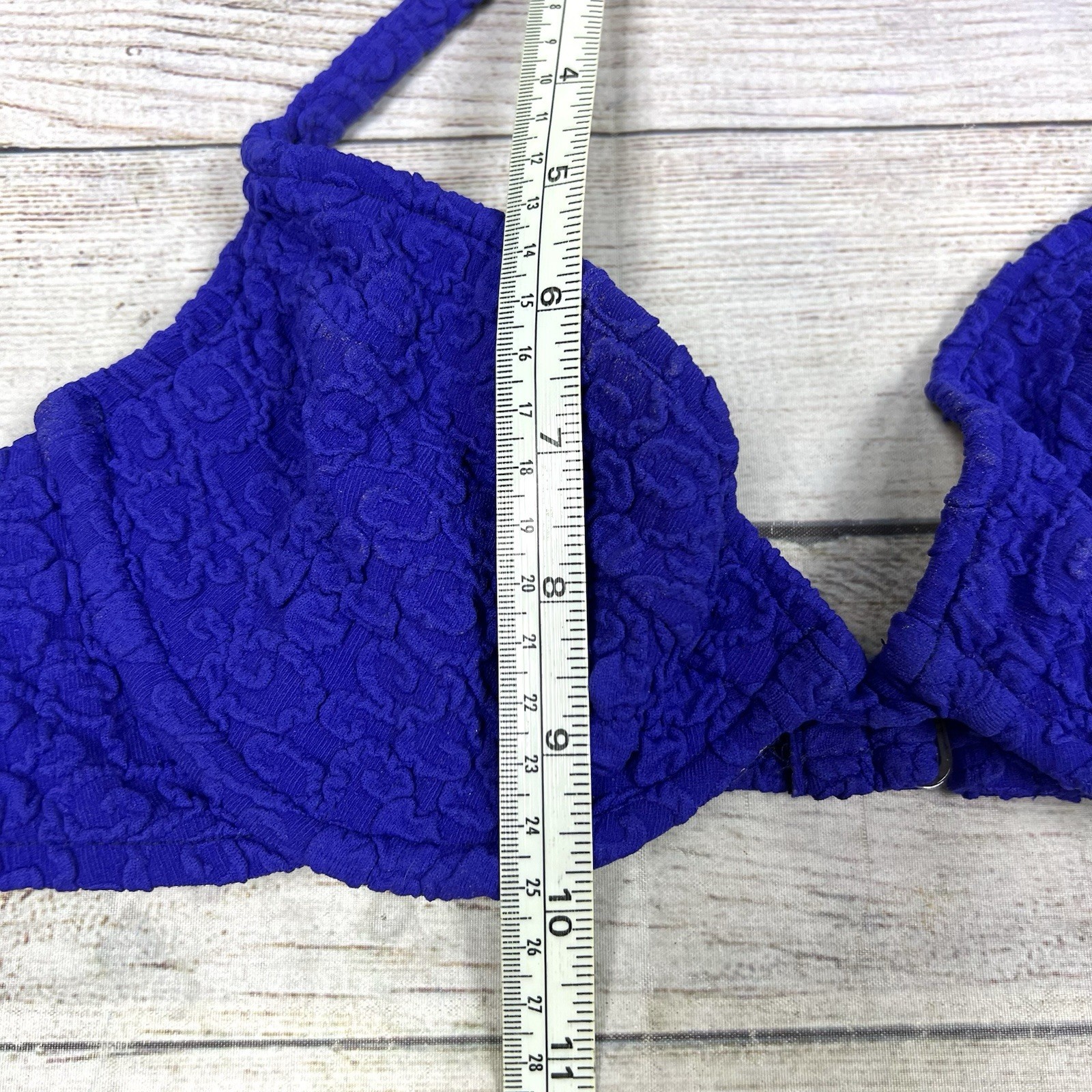 VINTAGE 90s Daffy Waterwear Blue Purple Bikini Swimsuit Top Women’s Size 9/10