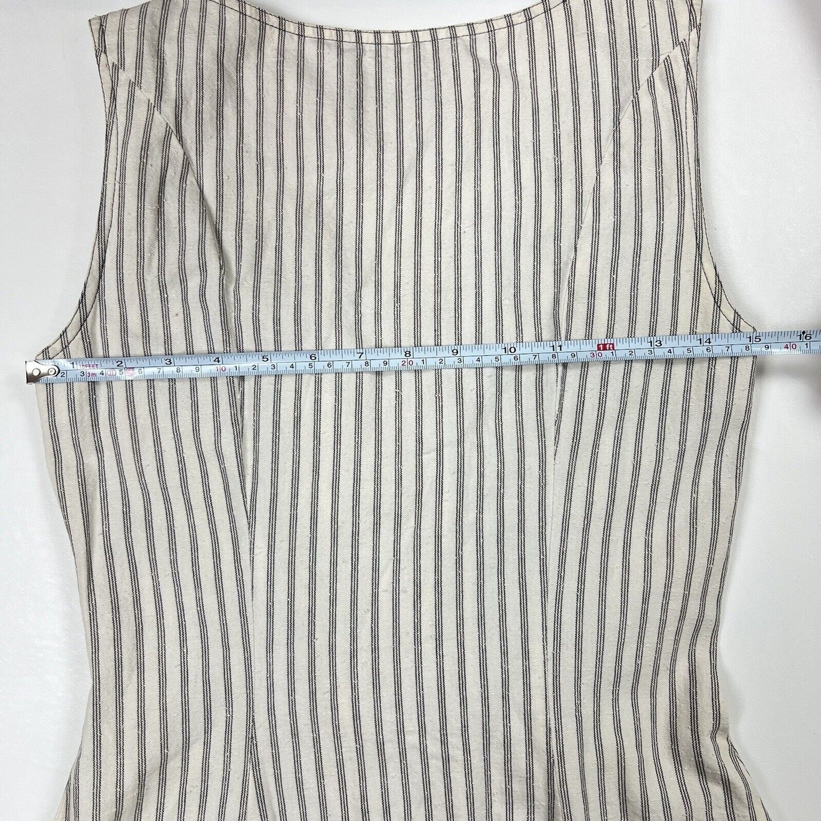 THORNTON HALL Dress VTG 70s New Zealand Button Down Sleeveless Stripe Rare Sz 10