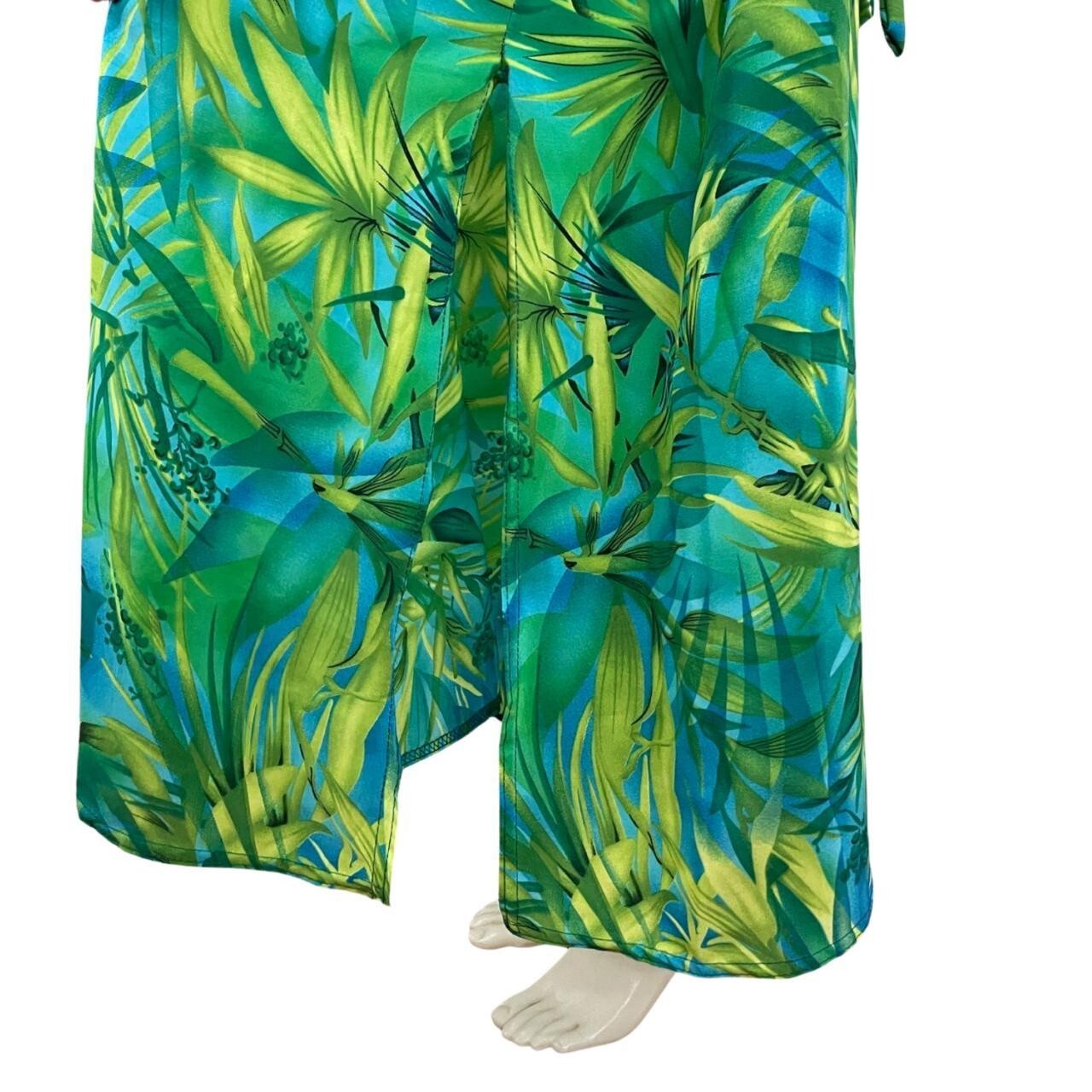 Vintage Tropical Dress Plus Size 1X/2X 1990s Floral Print Maxi Tie Back Waist