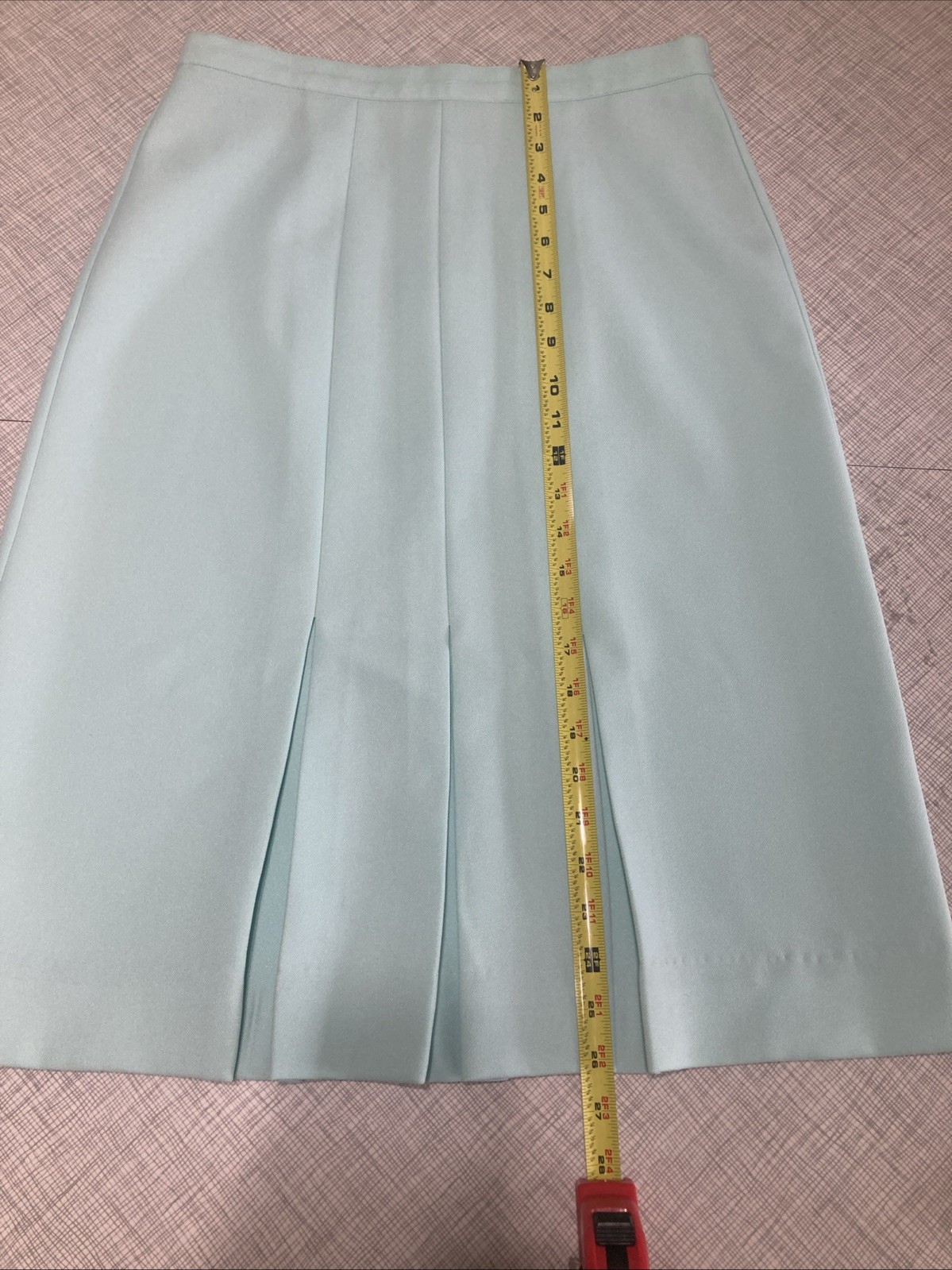 Vtg 80s Haberdashery by Personal Mint Green Pleated Midi Skirt Elastic Waist 12