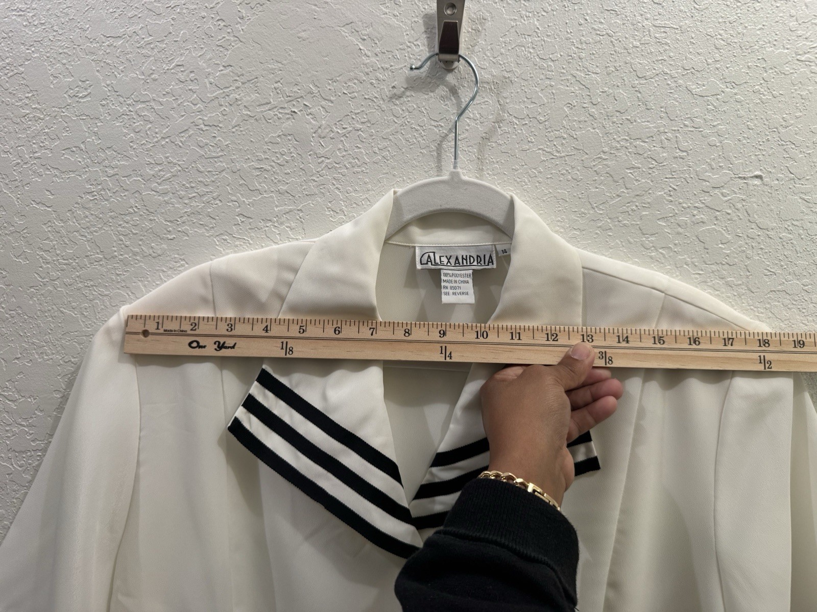 Vintage Alexandria Blouse Women’s 14 Ivory Sailor Collar Nautical Y2K NWT