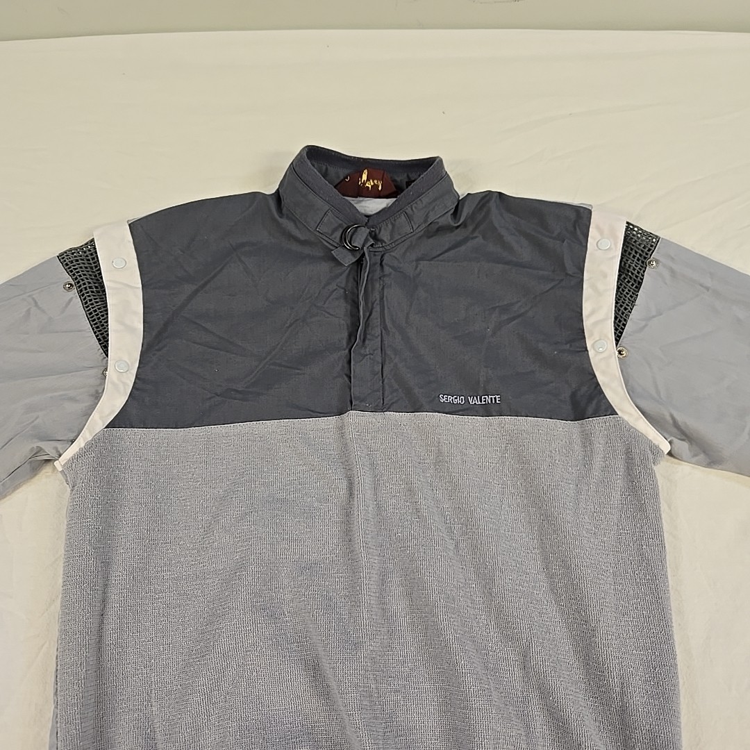 Vintage Sergio Valente 80’s Snap Sleeve Shirt Size Small Gray