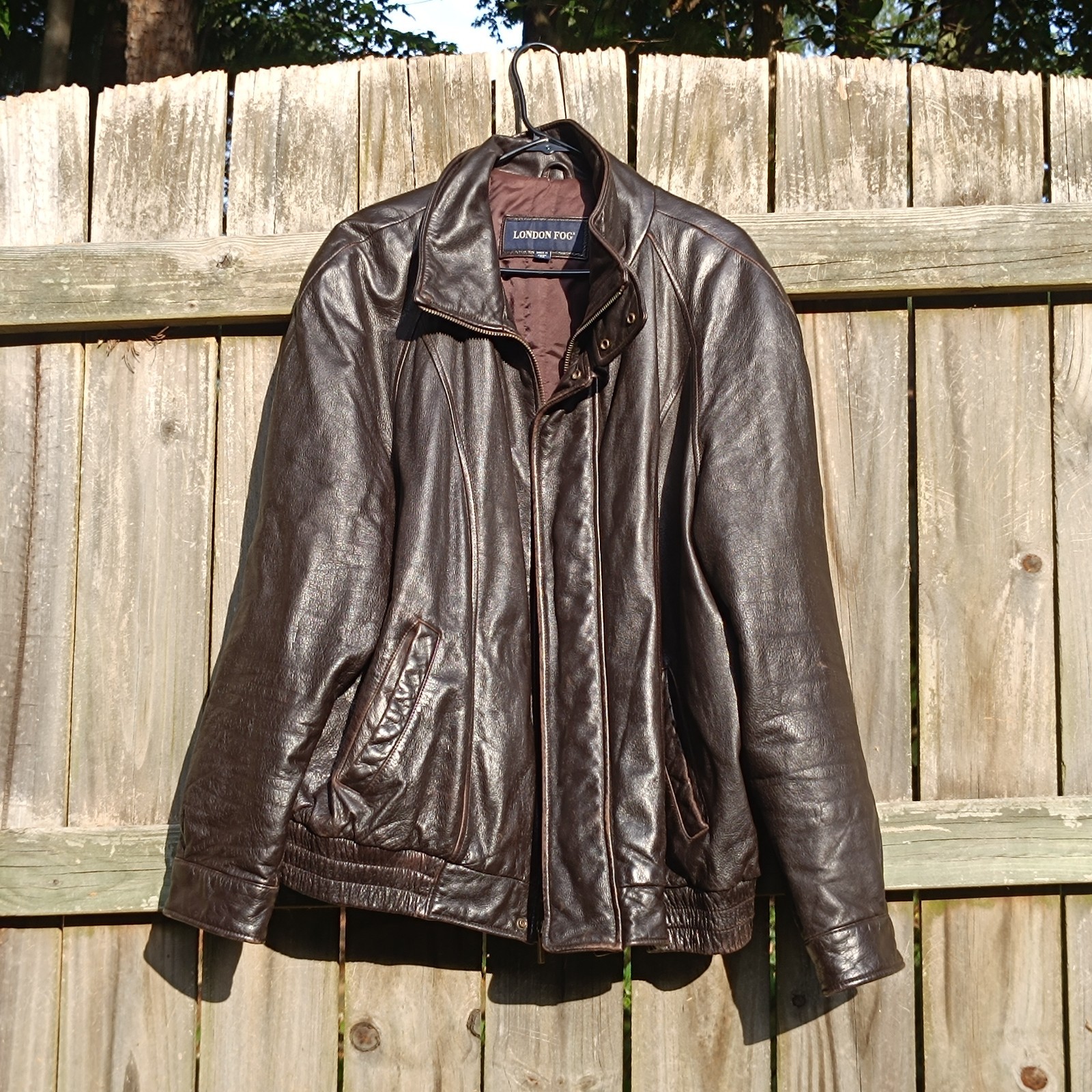 Vintage London Fog Leather Jacket – Black Bomber Jacket Unisex