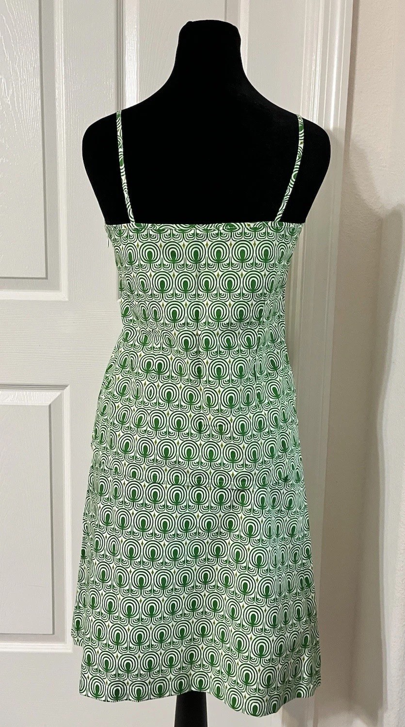 Vintage CH. IND. Green Top & Skirt Set, Cotton, Made In France, Size 36