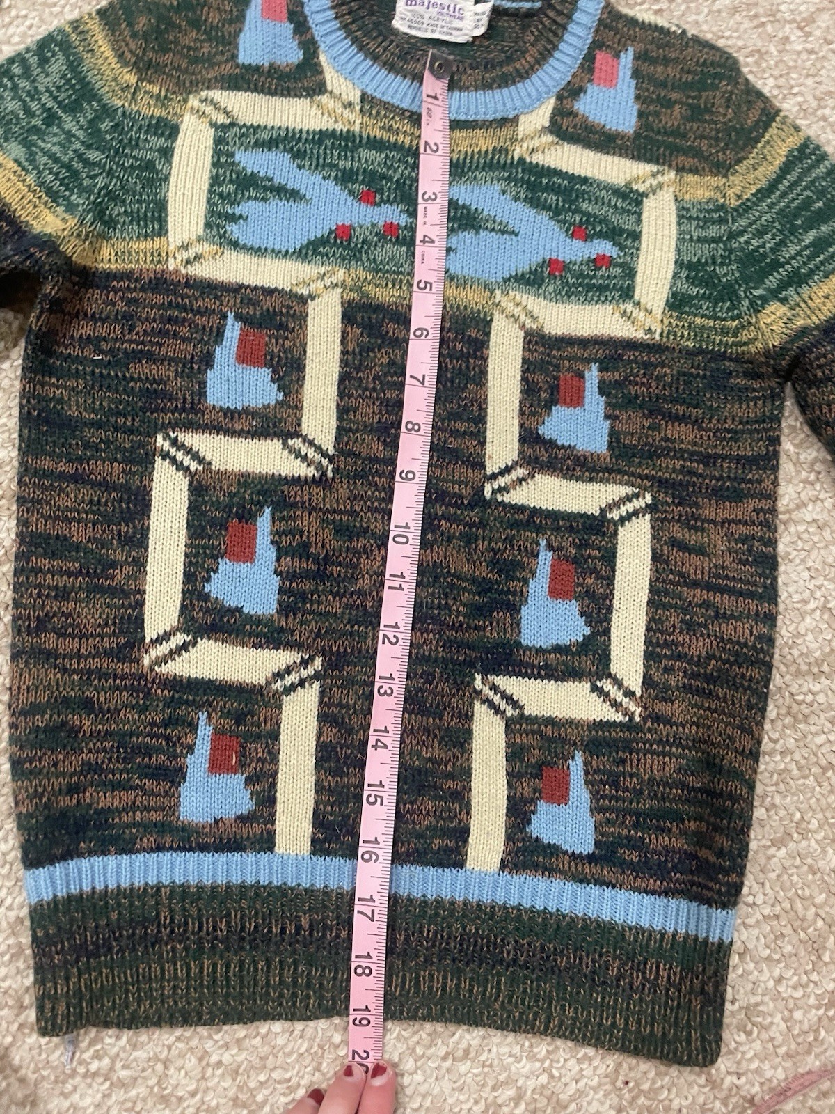 Majestic Knitwear 60s 70s S/M Decorative Abstract Acrylic Sweater