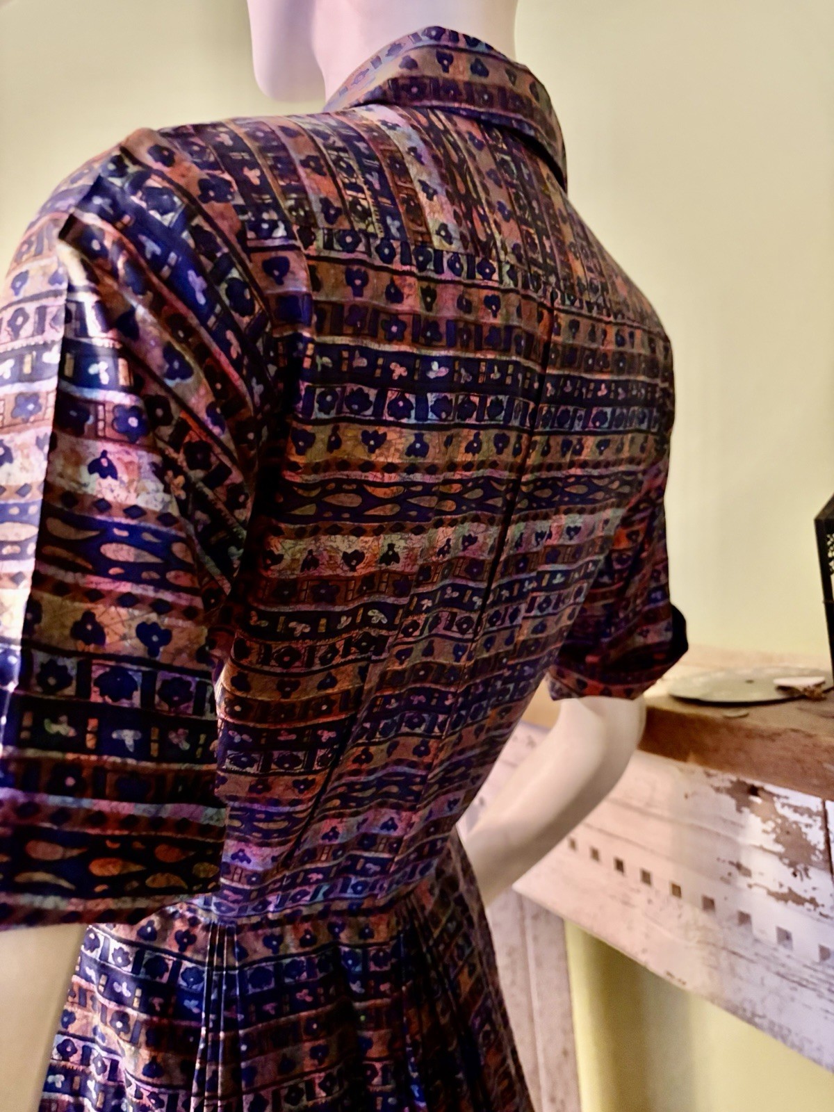 Vintage 1950’s Graphic Print Shirtwaist Day Dress Westbury Fashions S 36/26