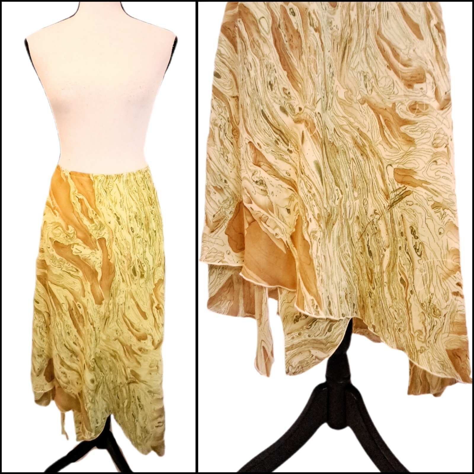 Vtg Dress U II By Sharon 90s Y2K Bias Cut Asymmetrical Hem Fairy Boho Artsy 2X
