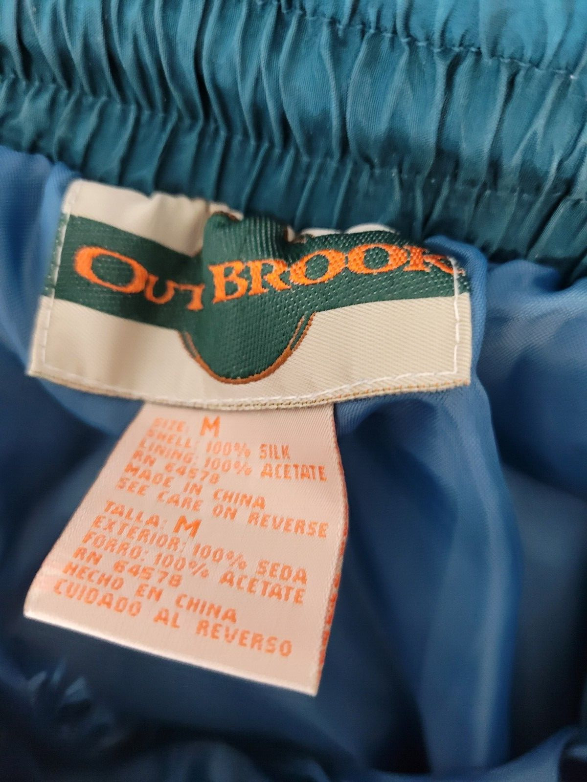Out Brook Snap Up Track Suit 100% Silk Teal Stripes Boho 80’s Vintage