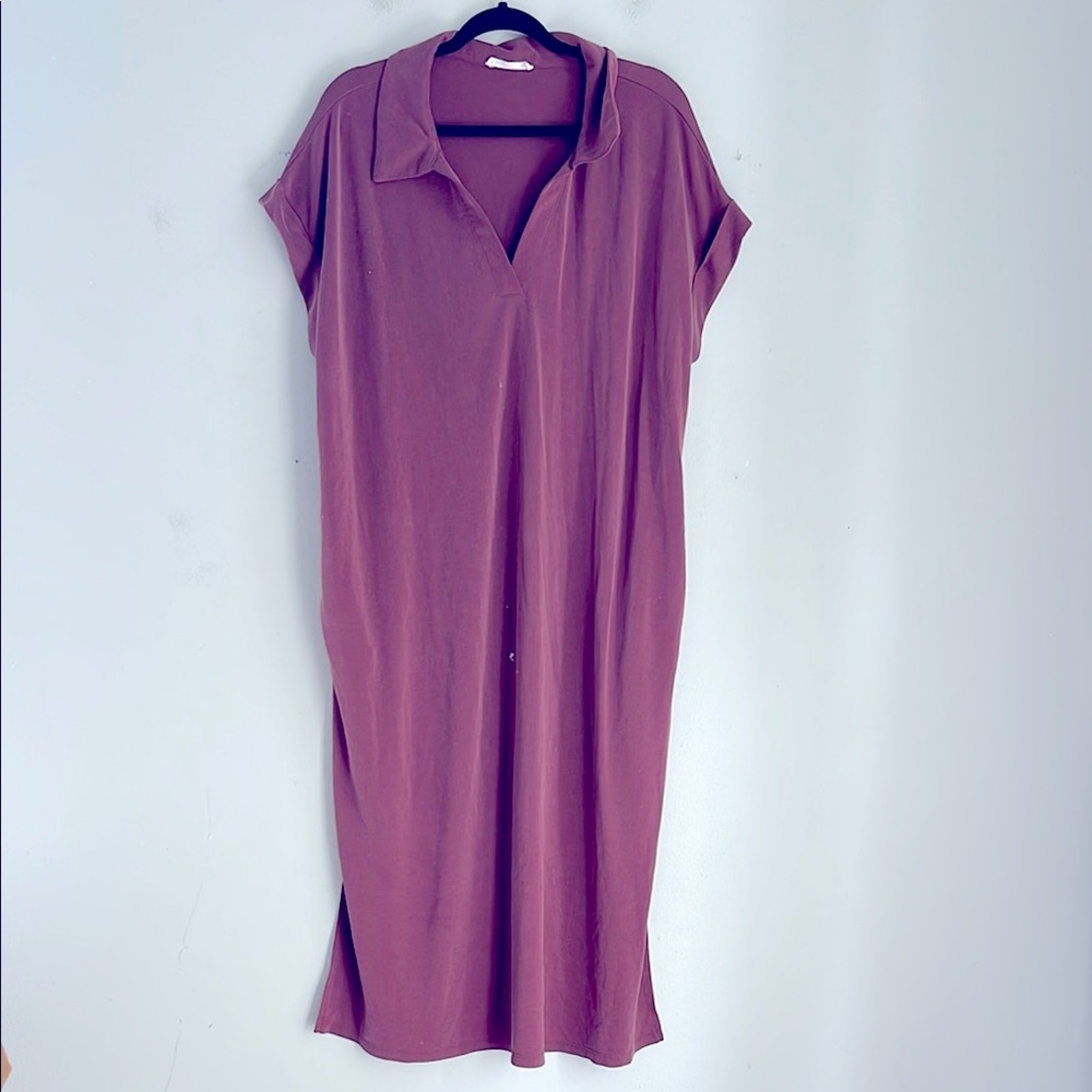 Ces Femme Modal blend super soft cuffed short sleeve polo maxi shirt dress 2XL