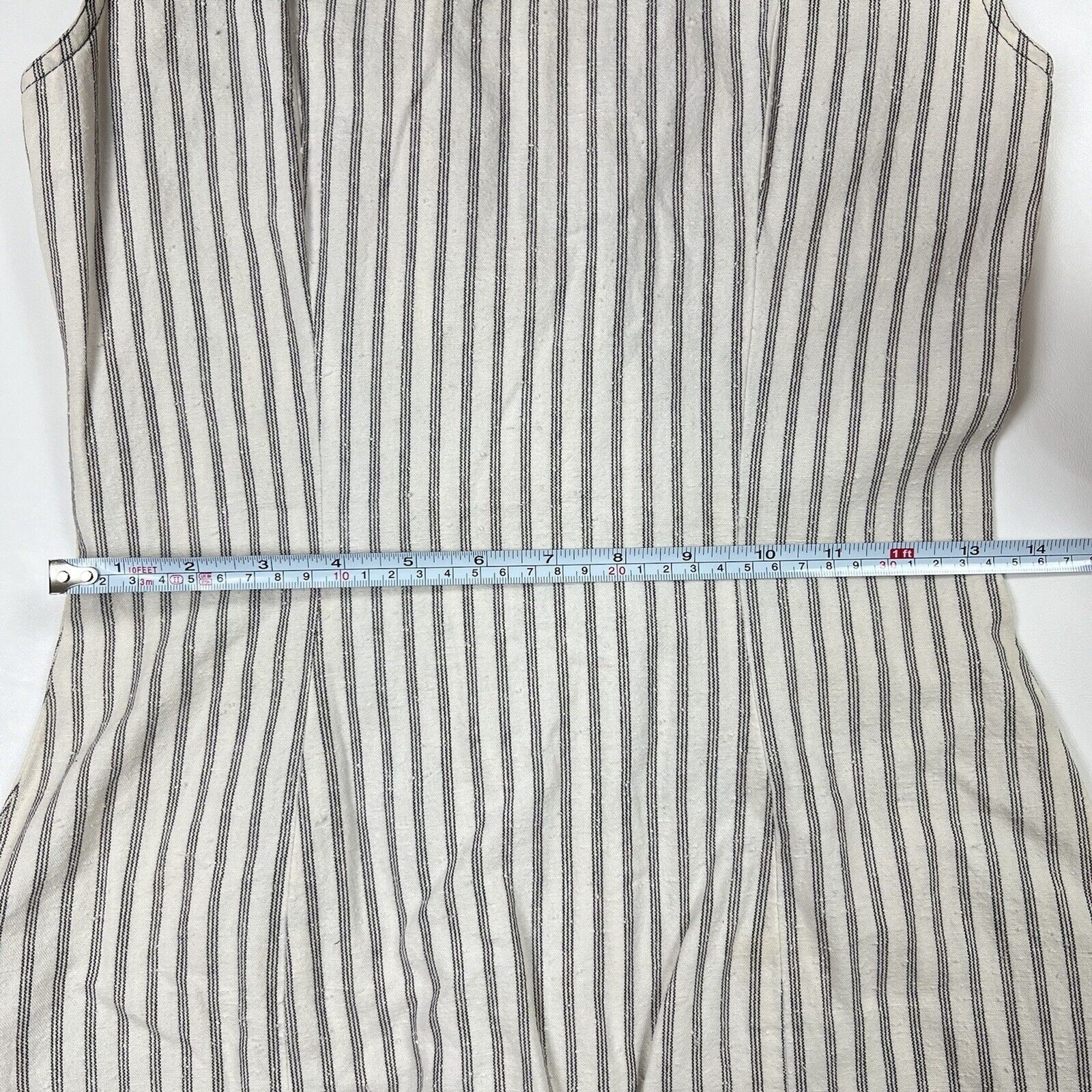THORNTON HALL Dress VTG 70s New Zealand Button Down Sleeveless Stripe Rare Sz 10