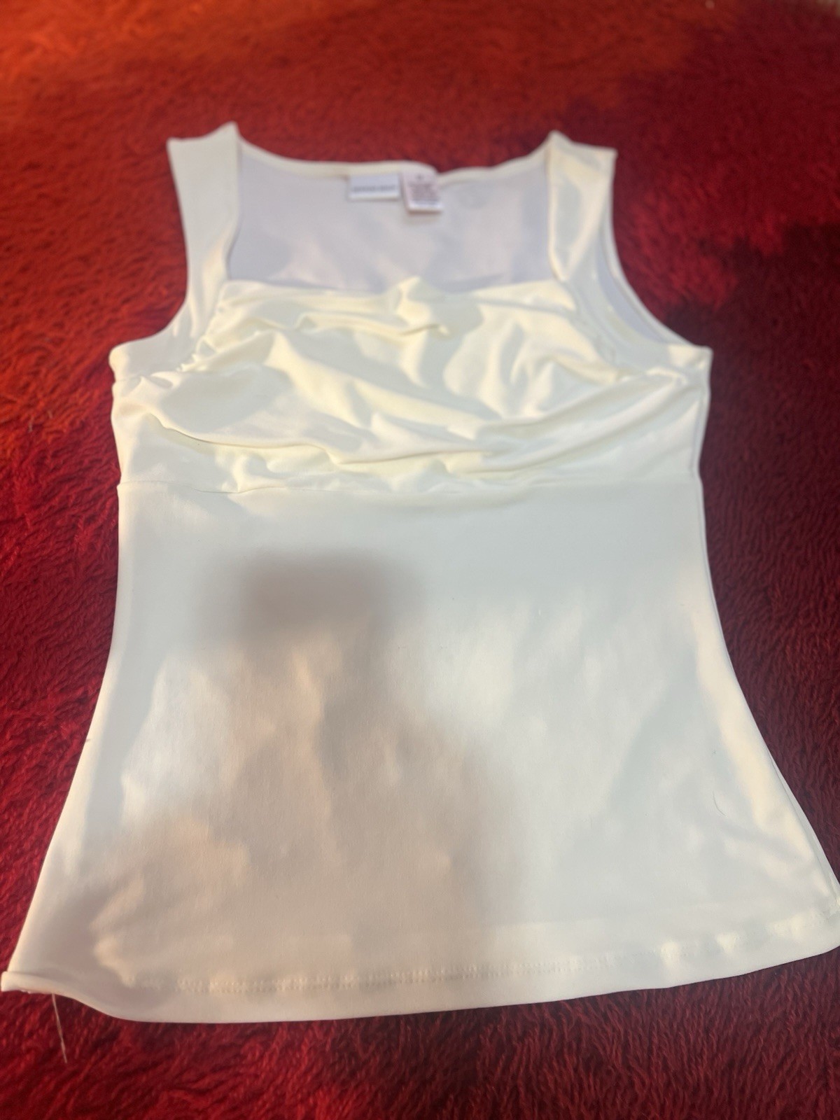 Vtg 1990’s Newport News Ivory Rouched camisole tank Top Medium USA Made