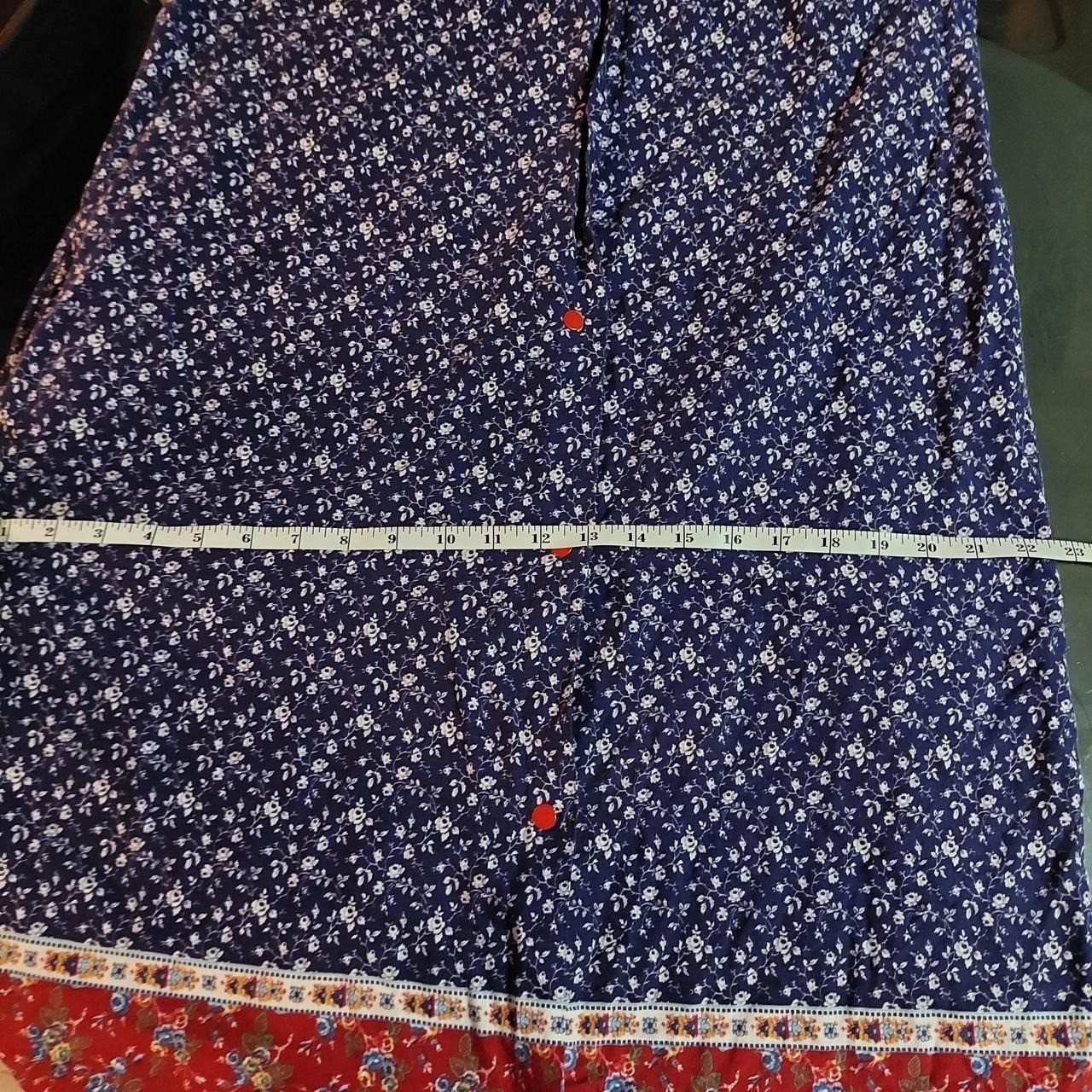 Vintage red and navy floral house midi dress.