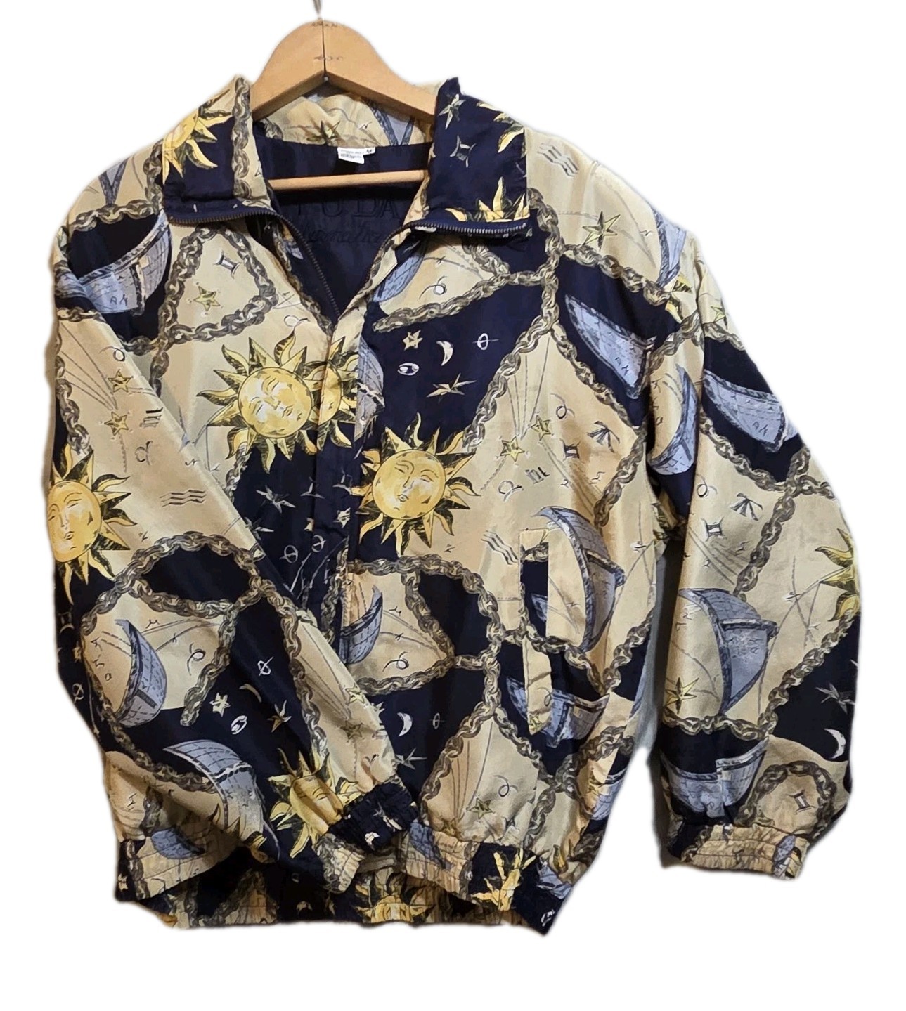 VTG FUDA International 100% Silk Horoscope Celestial Bomber Jacket Women’s SZ M