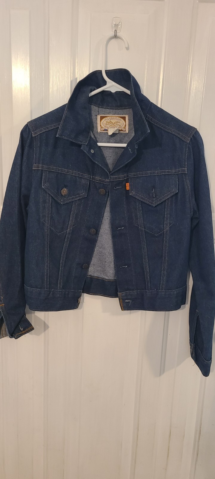 Levis Vintage Womens Trucker Jacket 75487-2516 Orange Tab Dark Wash Size S