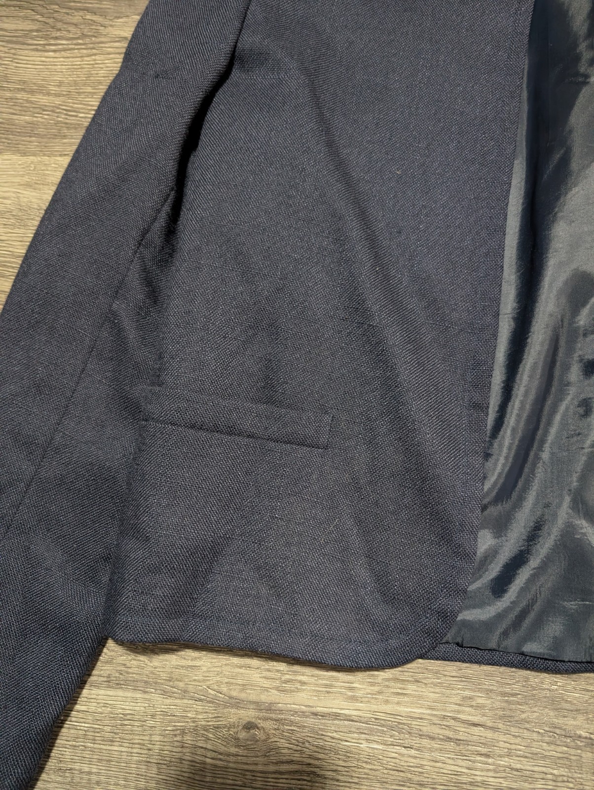 Vintage Prestige of Boston Navy Collarless Blazer – Open Front Professional…