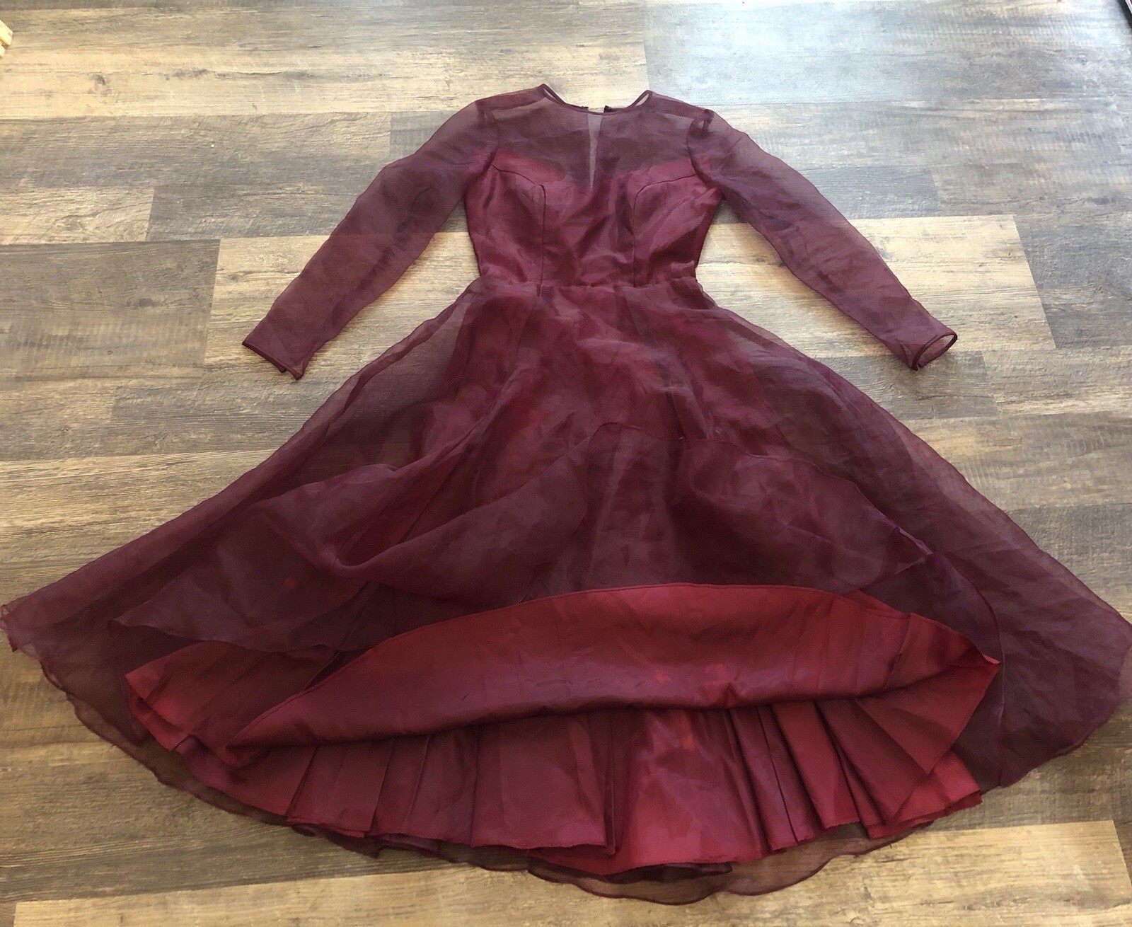 VTG 80’s-90’s Garden /Tea Party Burgundy Rockabilly Bridesmaids Dress ~AS IS!!!
