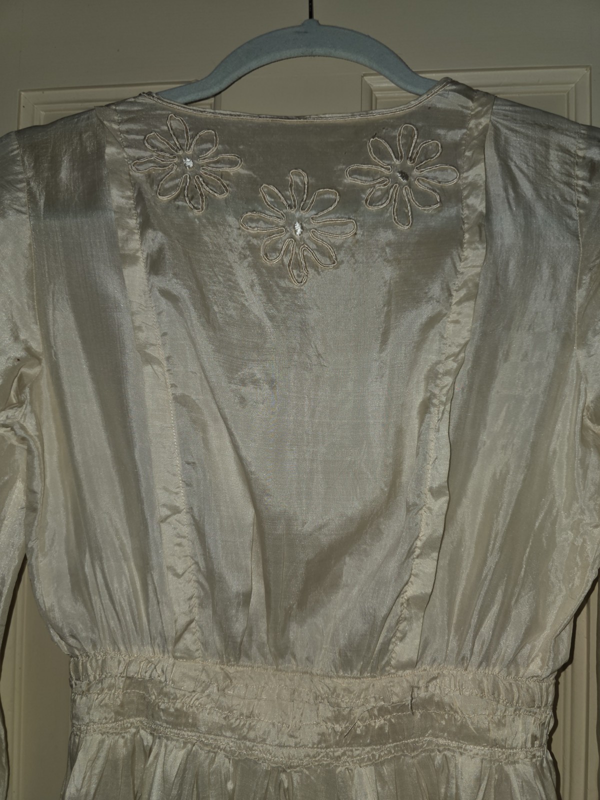 Antique Victorian Edwardian Ladies Wedding Fancy Dress with Soutache Flowers