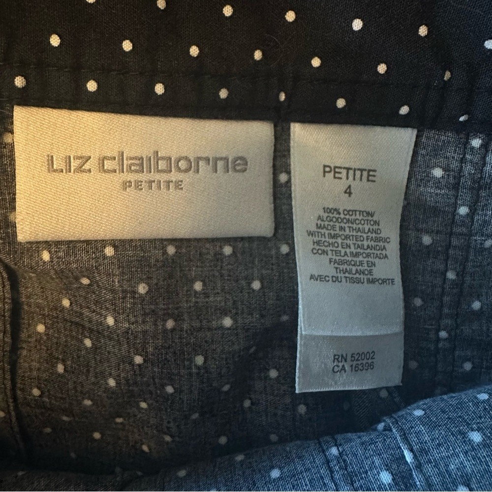 Vtg Liz Claiborne Pleated A Line Midi Skirt Polka Dot Shoppers Cotton Retro 4P