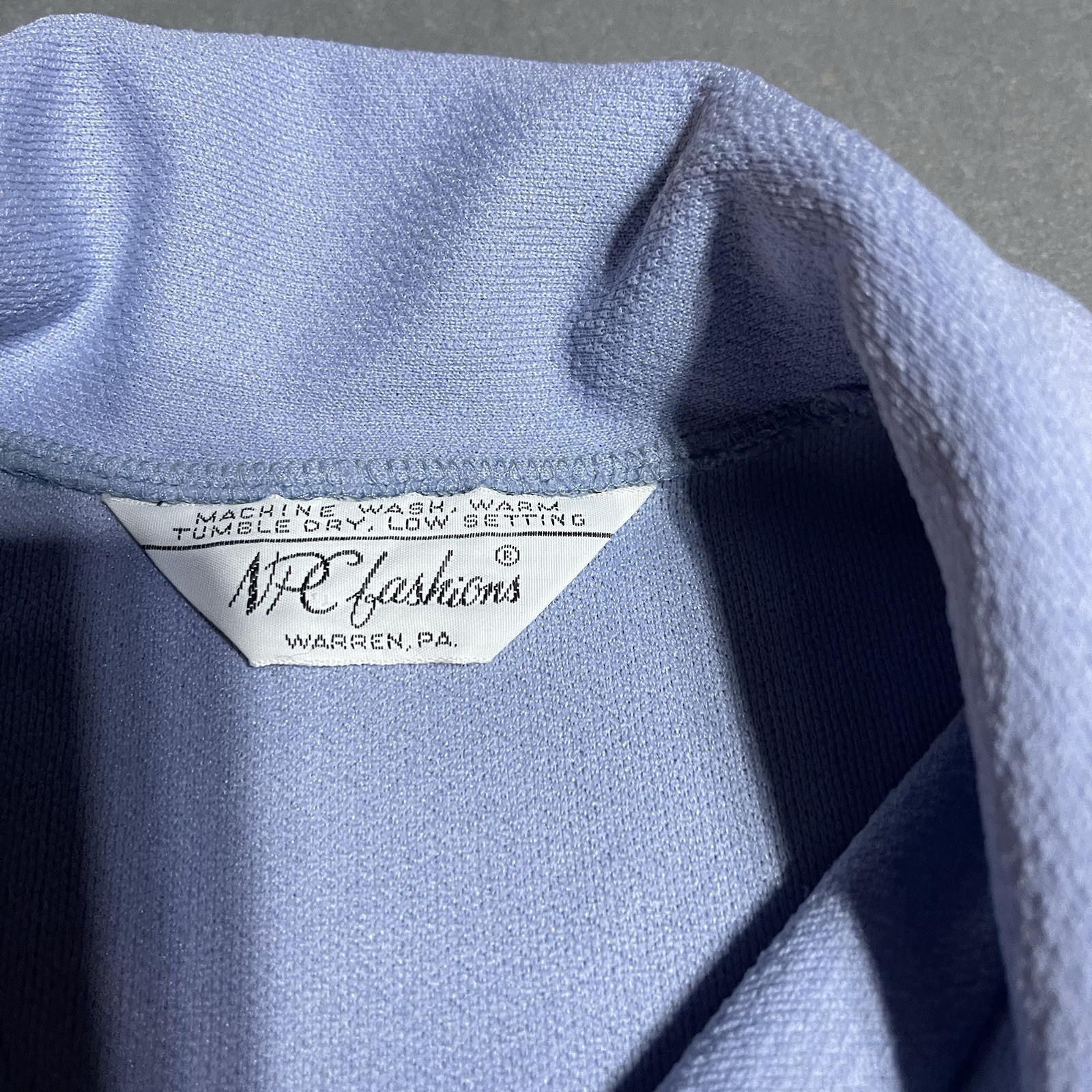 True Vintage NPC Fashions Shirt Womens Large Blue Long Sleeve Button Up 60s 70s