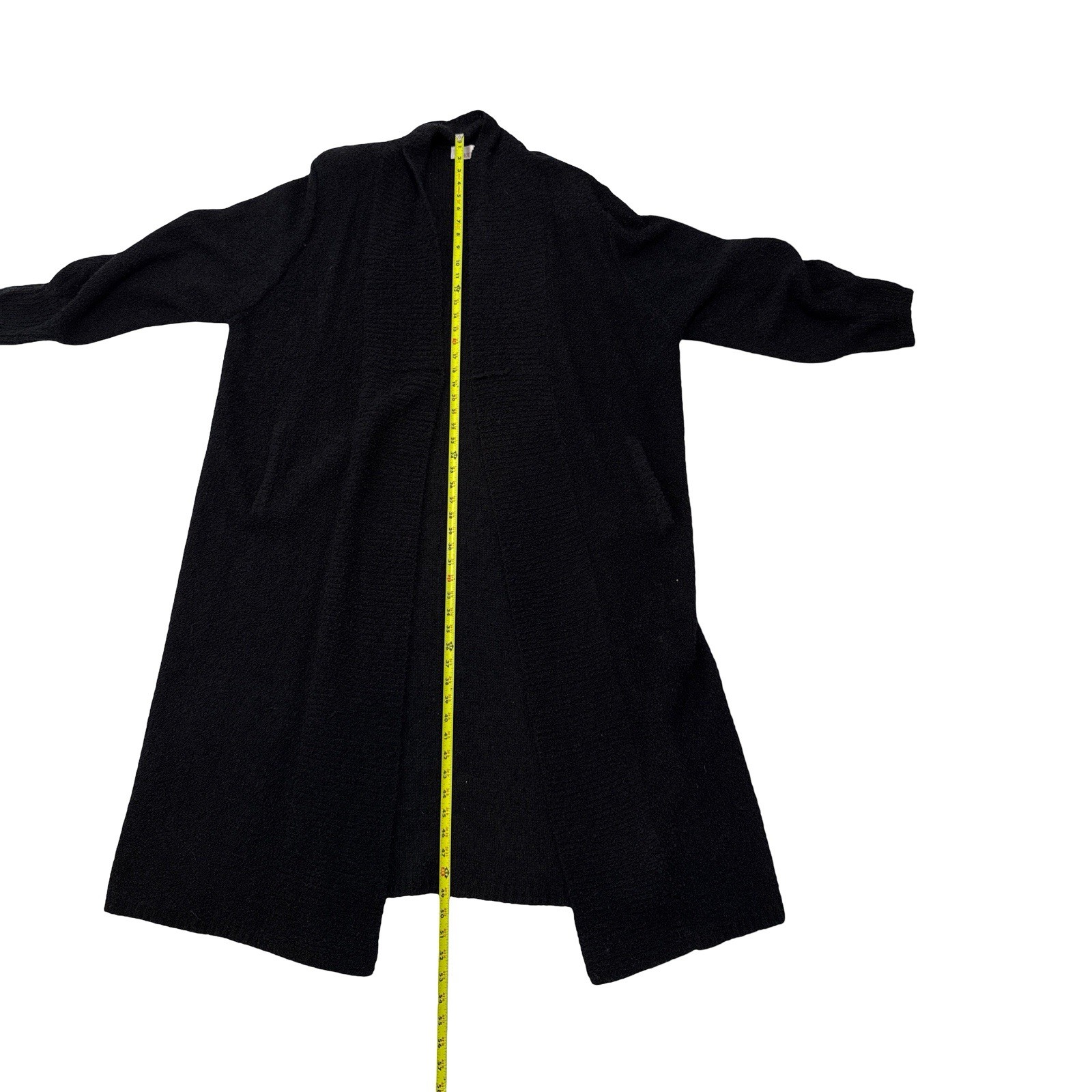 Women’s Vintage Long Black Open Front Sweater Cardigan Duster