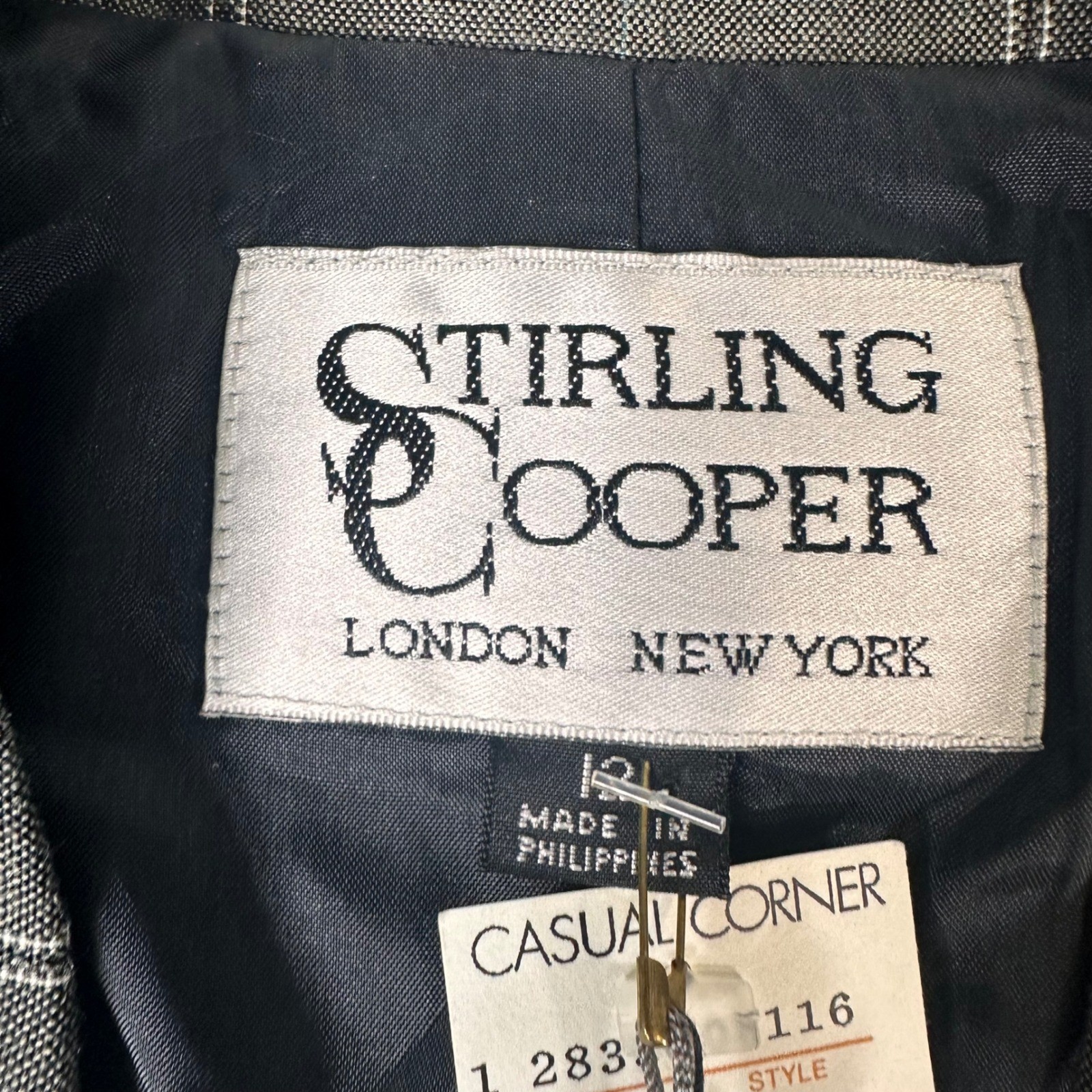 Stirling Cooper Vintage Gray Windowpane Plaid Skirt Suit Set NWT Size 12