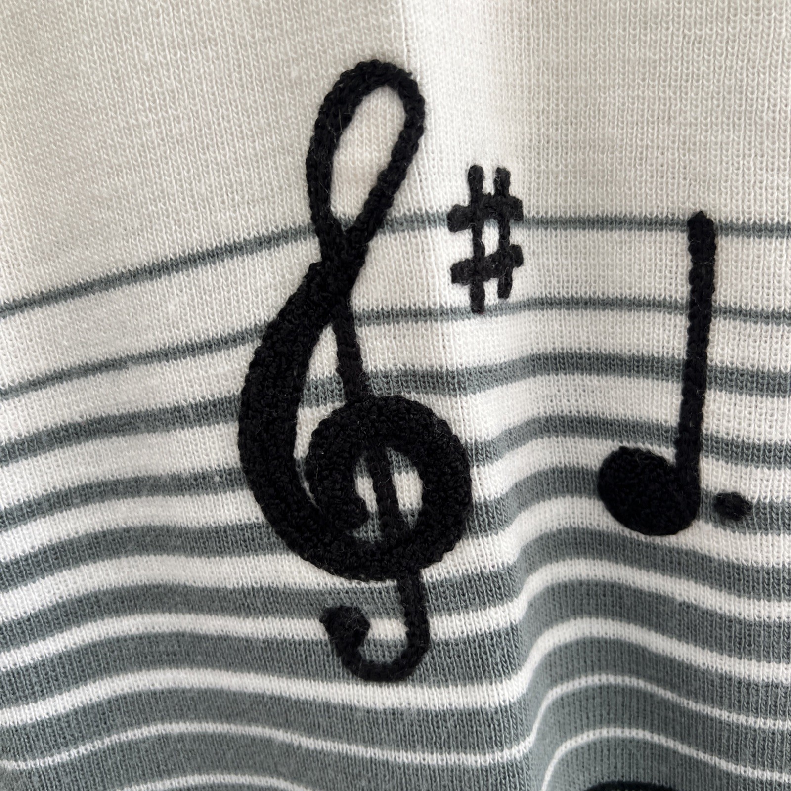 Vintage Cyn Les Shirlee Designs Sweater Embroidered Music Notes Size 42 Ombre