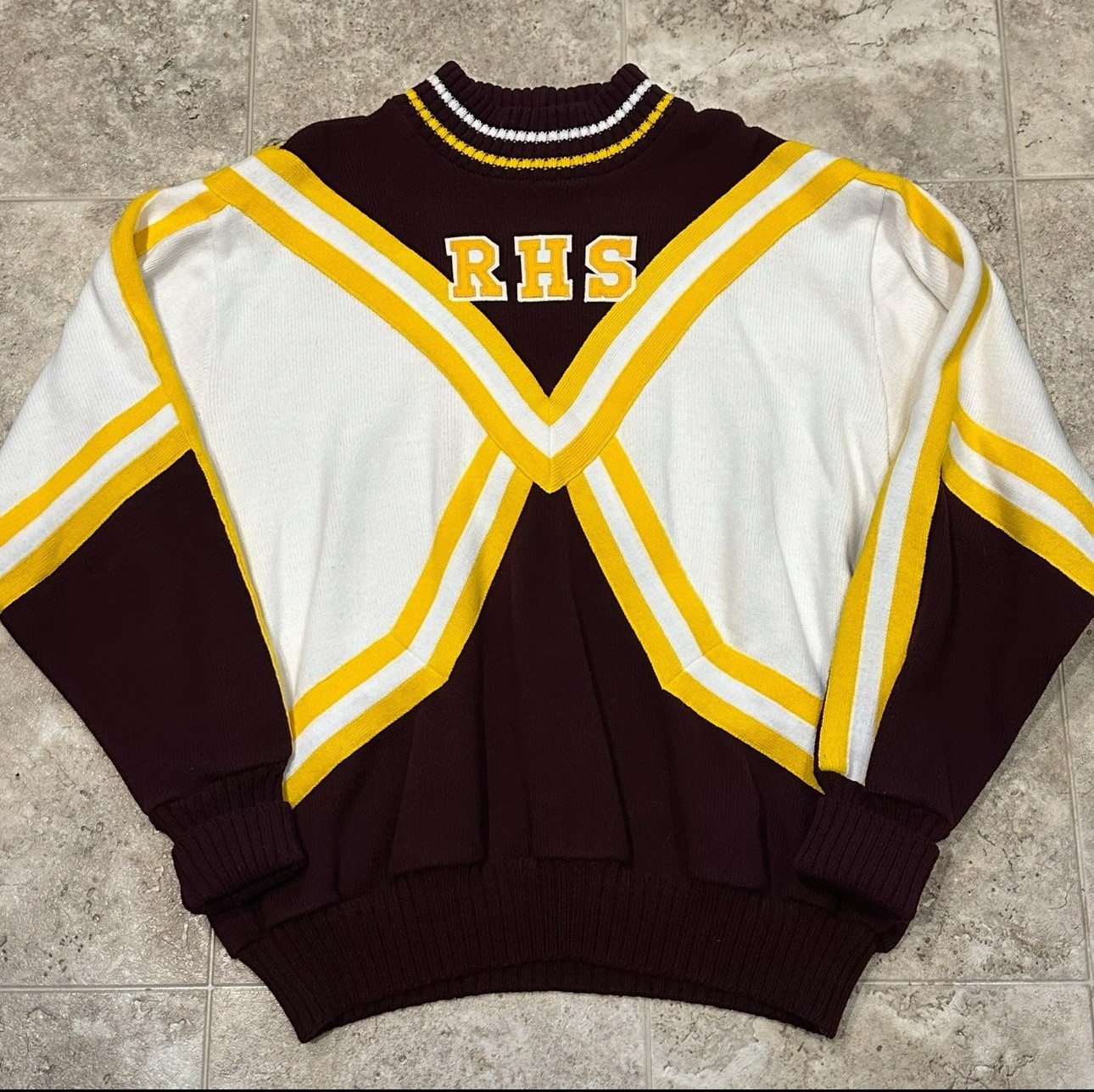 Vintage 60s Dehen wool sweater varsity cheerleading RHS size xl 70s