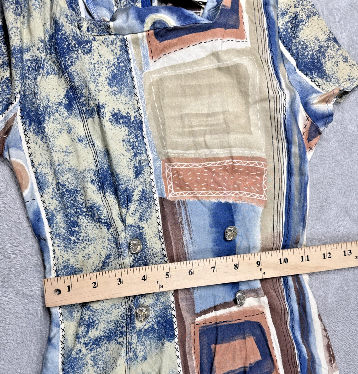 Vintage 80’s Betsy’s Place Women’s Multi-Print Fabrics Midi Dress Size 5/6