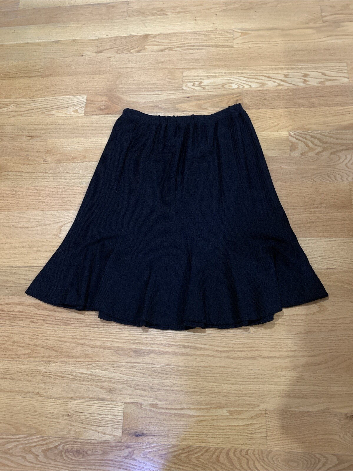VINTAGE J.S.S. SANTANA KNIT FLAIR BOTTOM ELASTIC WAIST WOOL BLENT SKIRT SZ. 1 X