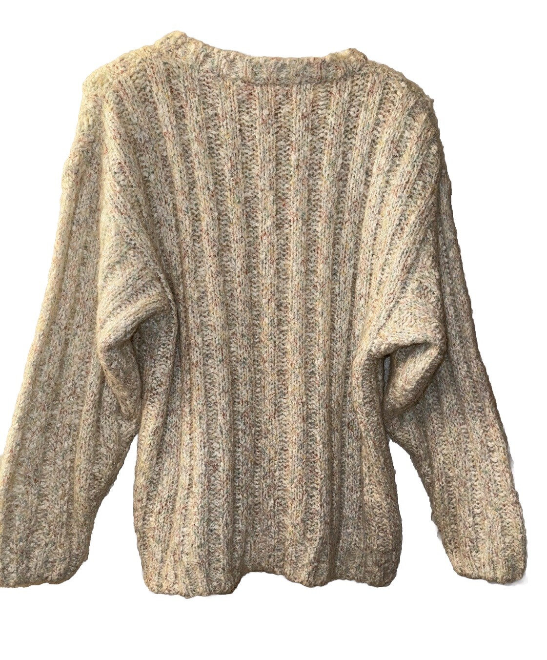 Vtg Fisherman Sweater The Red Wear House Shoulder Pads Pastel Women’s Sz L Warm