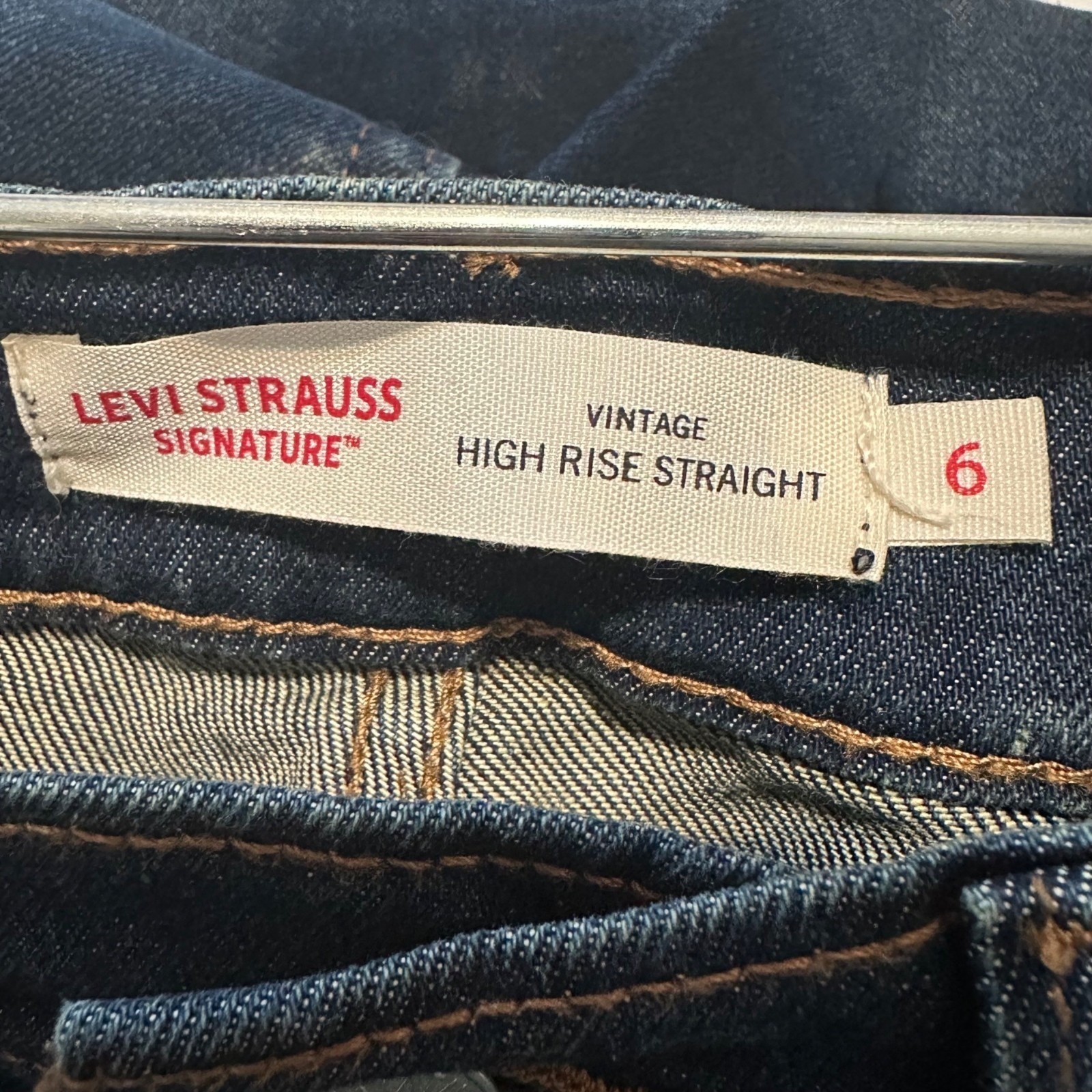 Levis Signature Womens Jeans Size 6 Vintage High Rise Straight Dark Wash Denim