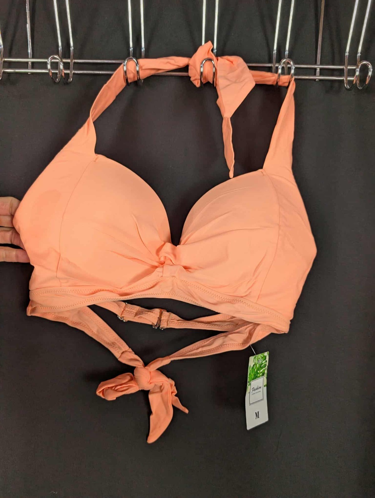 Fashion Classic Collection Peach Orange Vintage 50’s Style Halter Bikini Top-Med
