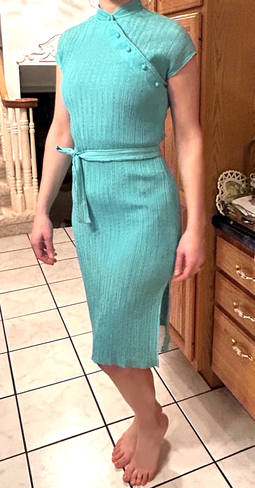 Vintage Chinese Oriental Style Sexy Dress Stretchy S or M REDUCED
