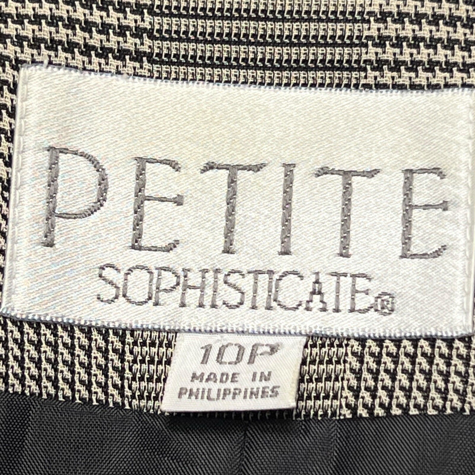 Petite Sophisticate 2PC Suit Set 10P Grey Black Plaid Vintage Classic Career