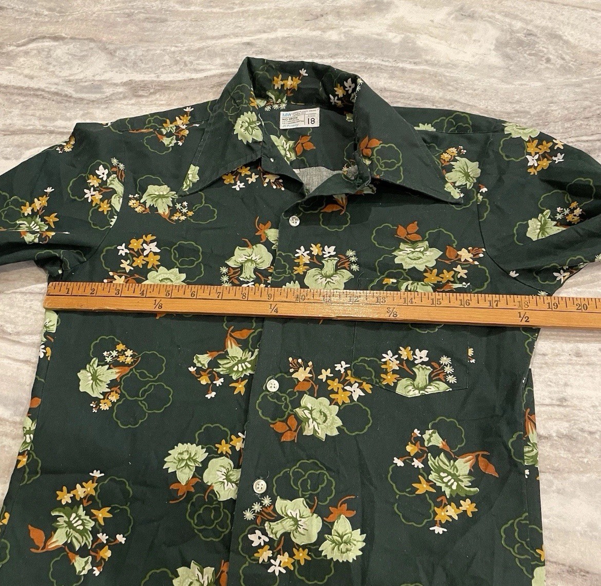 Vtg 70s Floral Cottage Core Mod GoGo Disco Button-Down Shirt JC Penney Womens 18