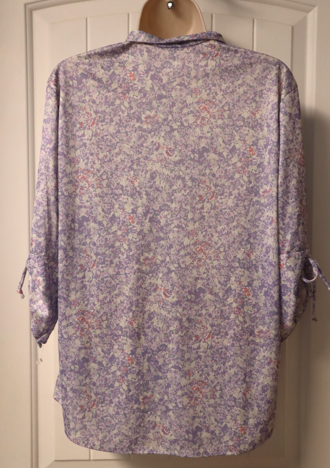 70s 80s half sleeve floral blouse with tie size M/L (check measurements)