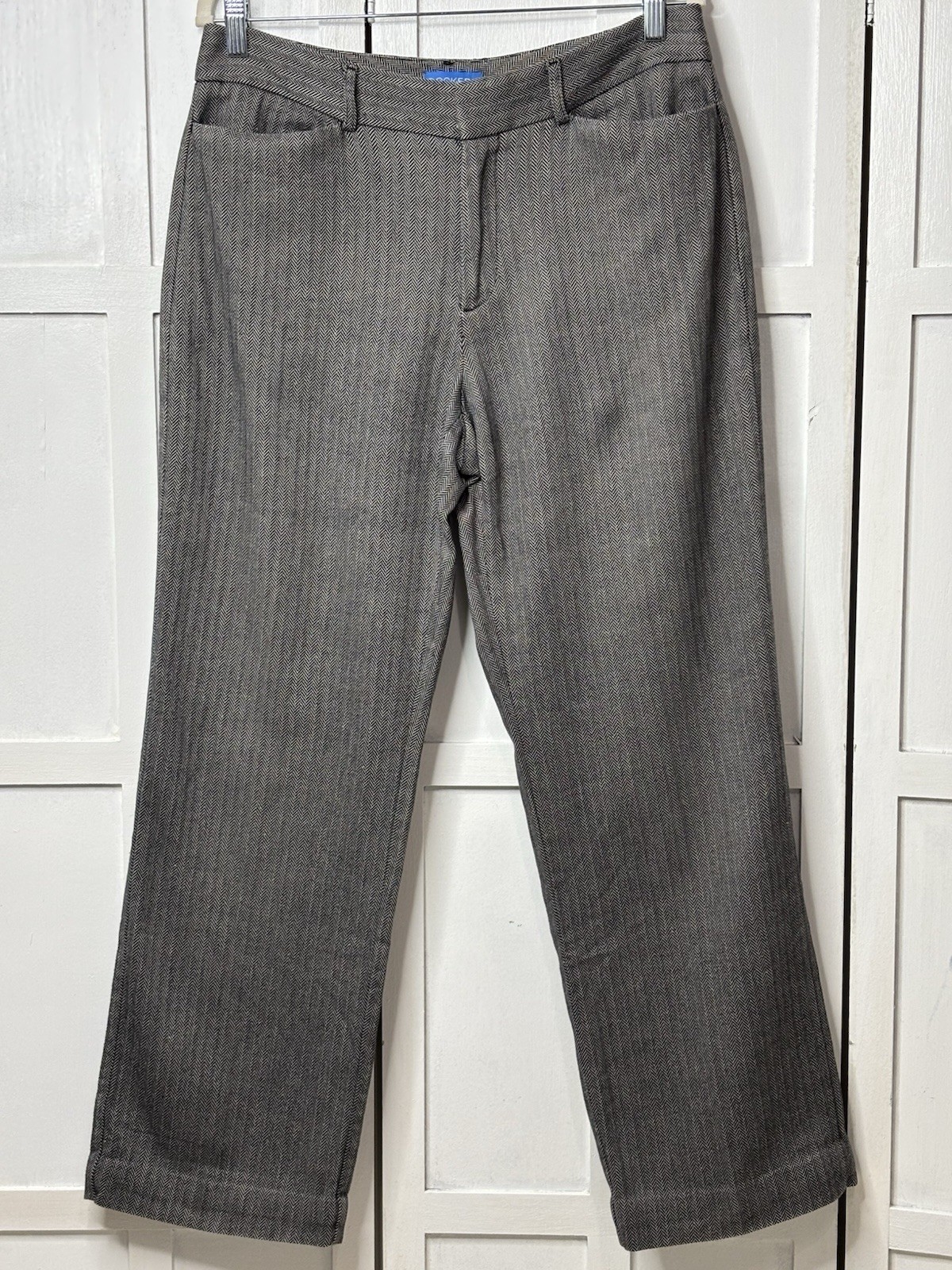 Dockers Vintage Pants Herringbone Cotton Gray Office Preppy Casual 12 Women