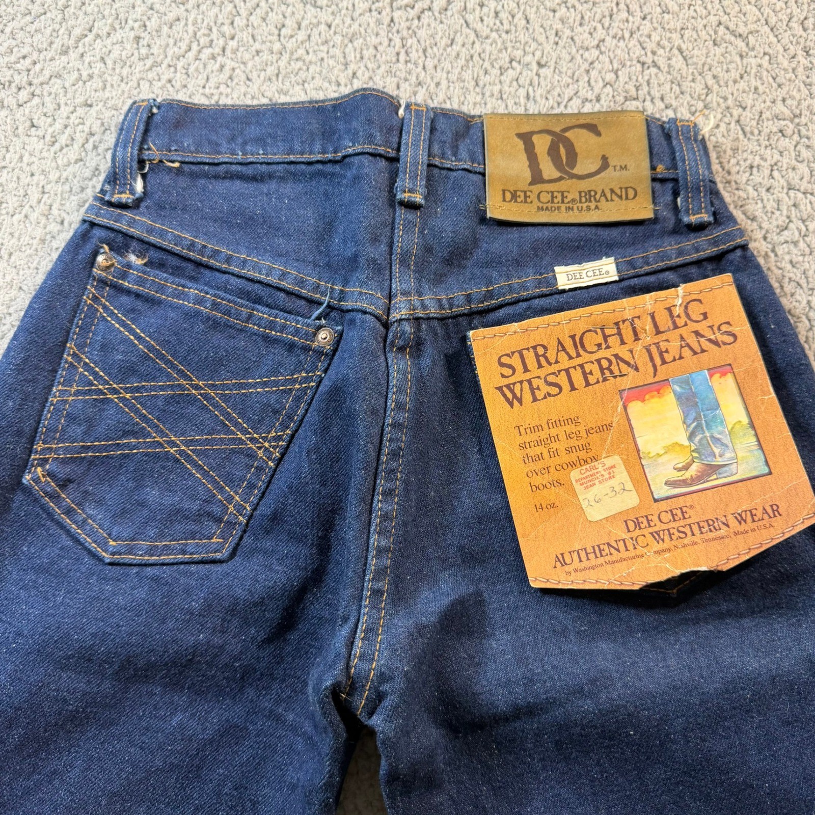Vintage Dee Cee Brand Western Jeans Womens 24×31 Straight Leg Dark Denim USA