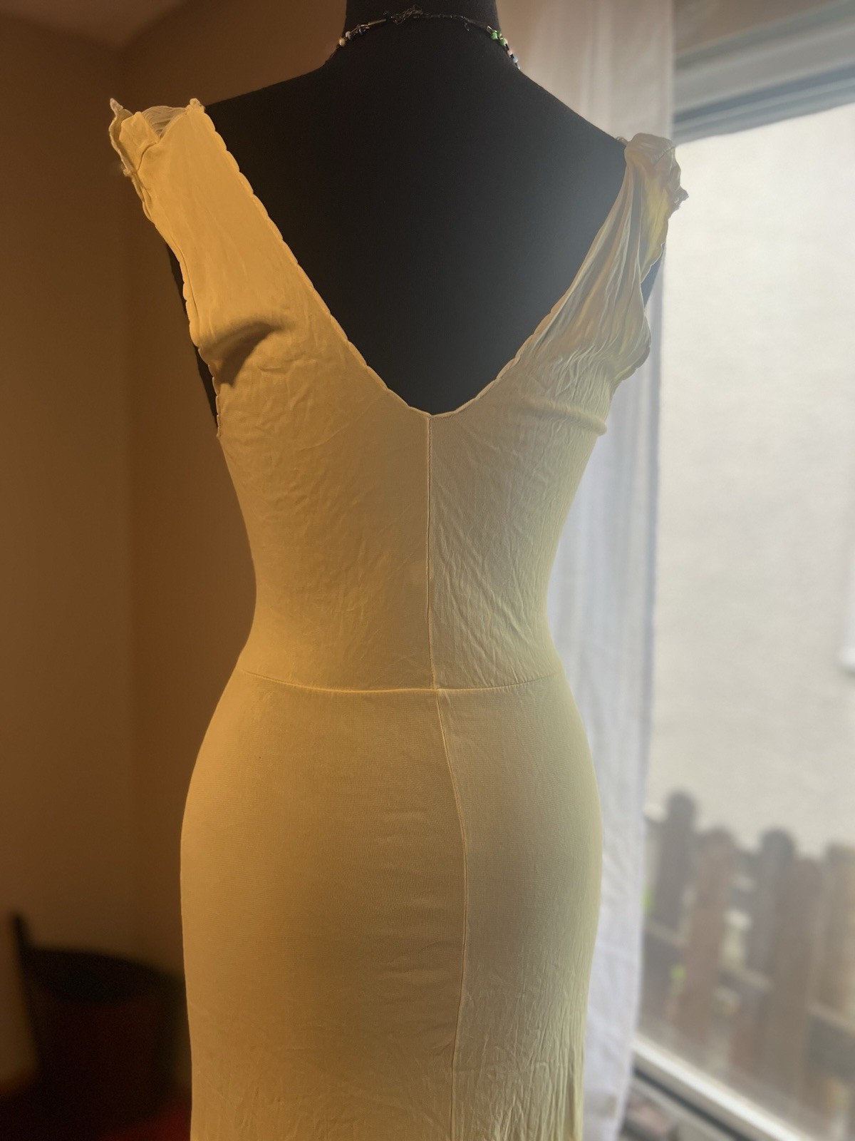 Vtg Buttercup 1950s Yellow Tricot Long Ruffled Nightgown XS Small 34