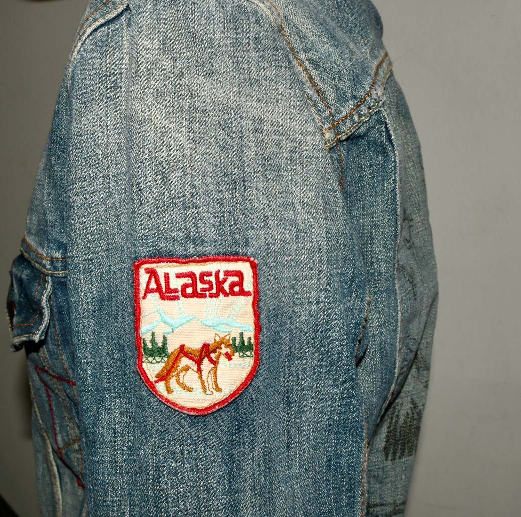 Levi’s Trucker Jacket with 13 Se7en print and various patches and distressing S