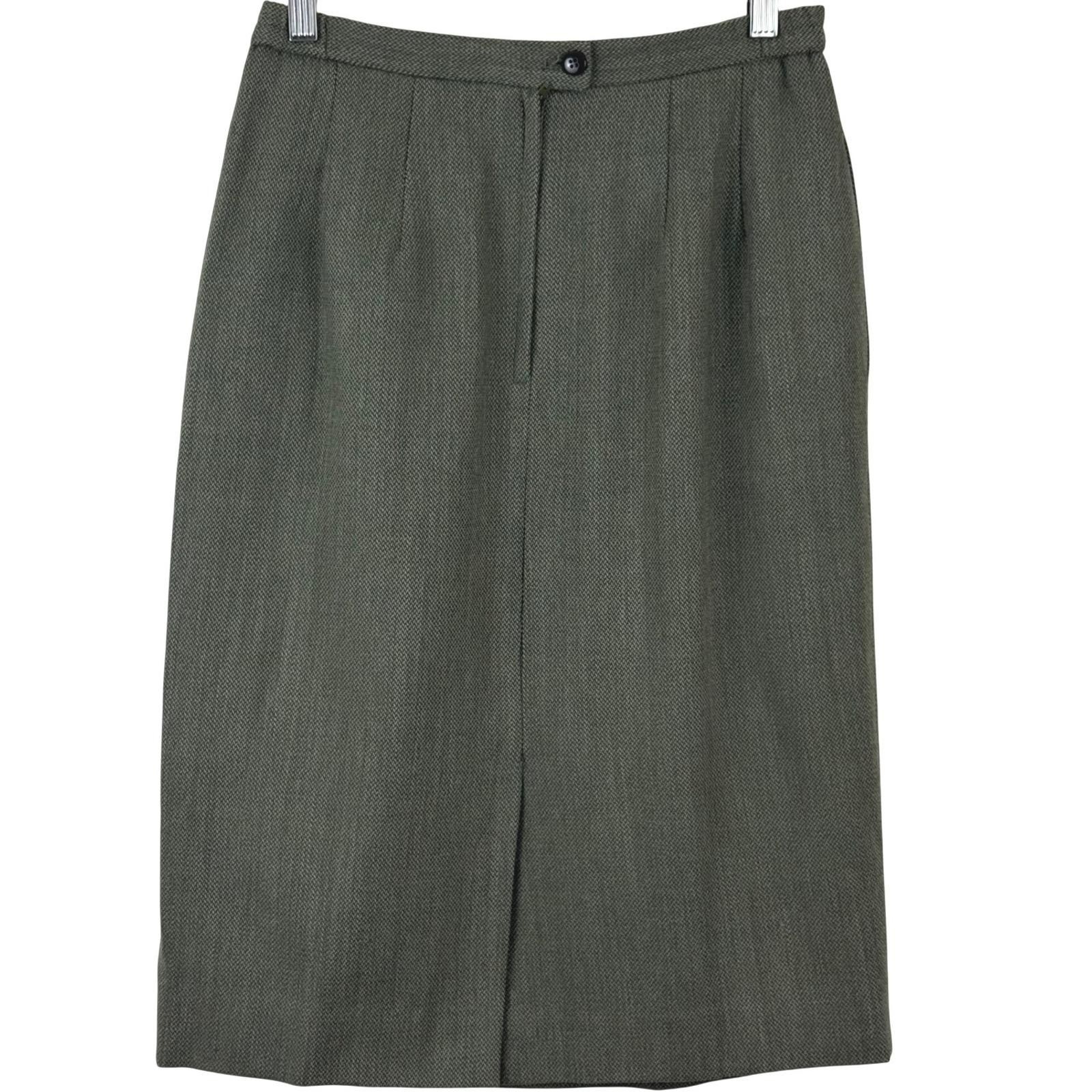 Vintage 90s Jacobson’s Herringbone Skirt Suit Olive Green Size 8 Office Classic