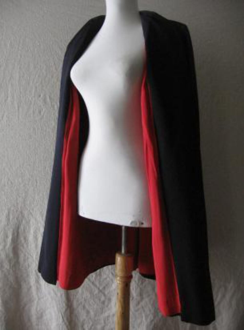 Women’s 40s Vintage Swing Coat Jacket Clutch Navy Blue Red Lining WW2