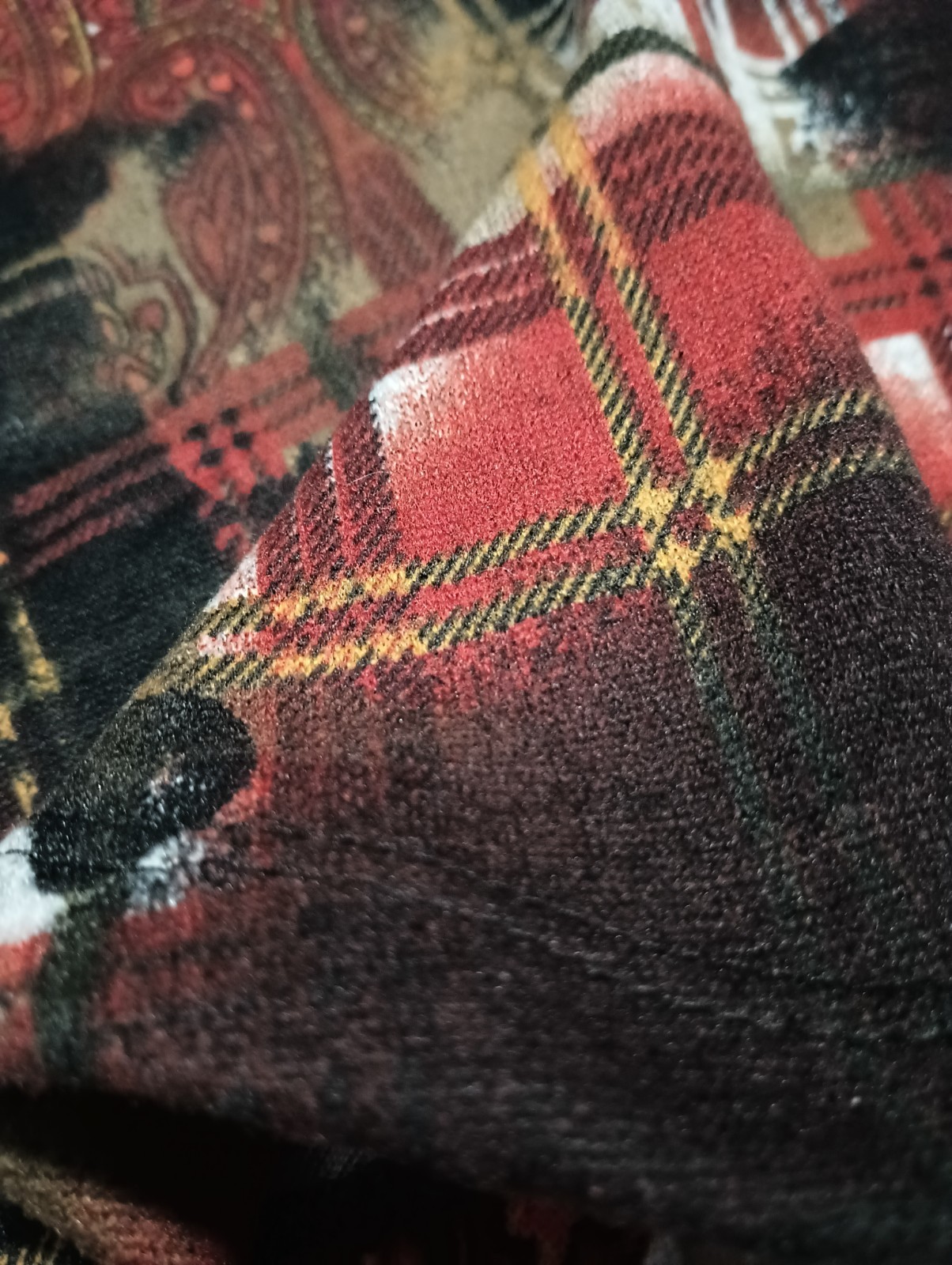 New Vtg 90s Stretch Velour Plaid Paisley Art Nouveau Steampunk Trumpet Dress S