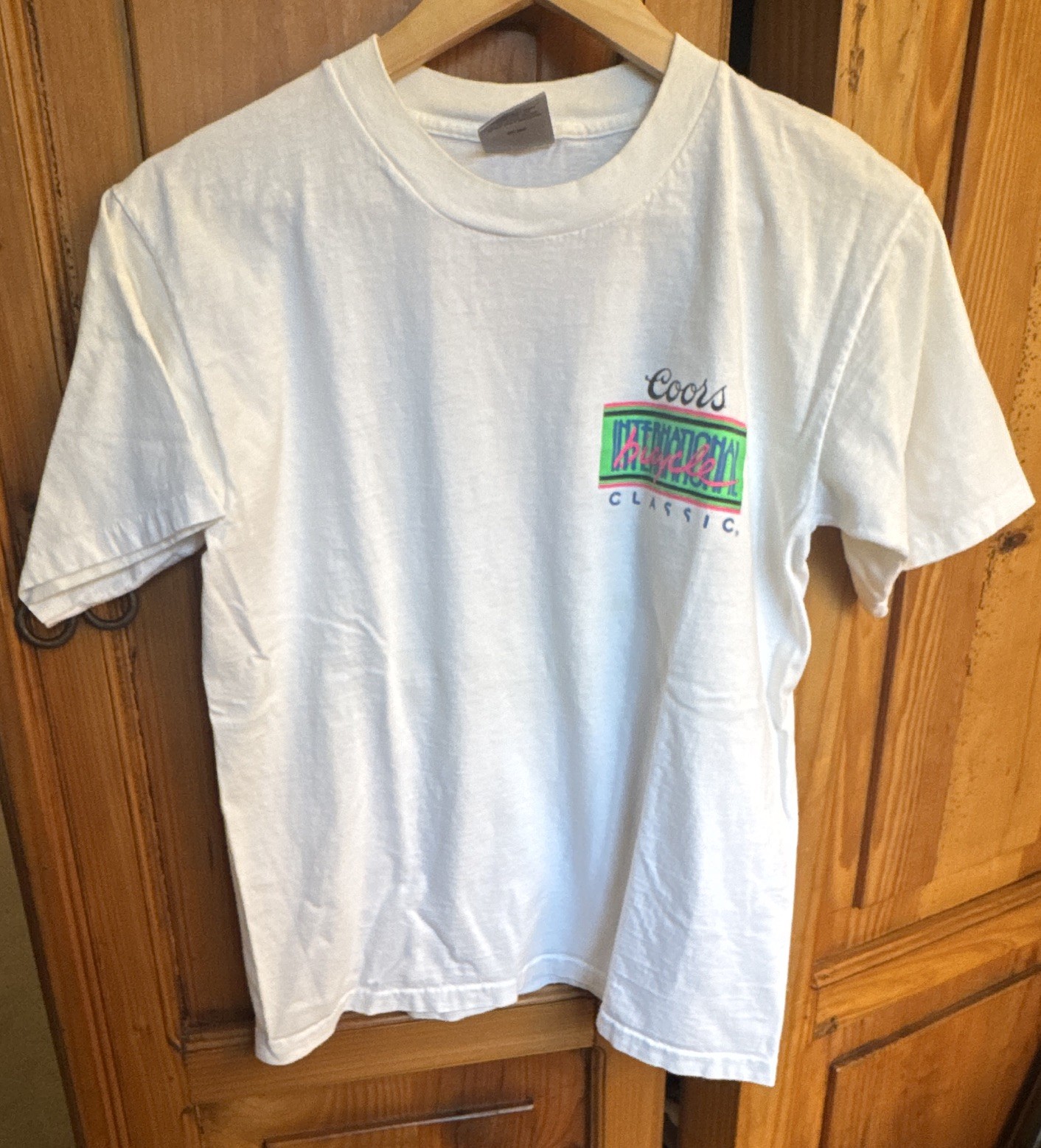 Vintage Neon Women’s L White Cotton Double-Sided Coors Bicycle Graphic Tee