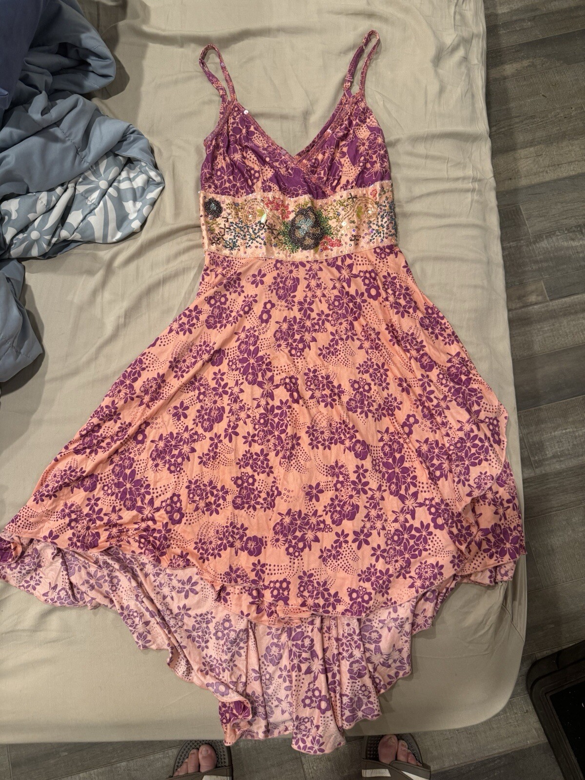 Rare Heatherette Silk Sequin Beaded Runway Dress Unique Free Shipping