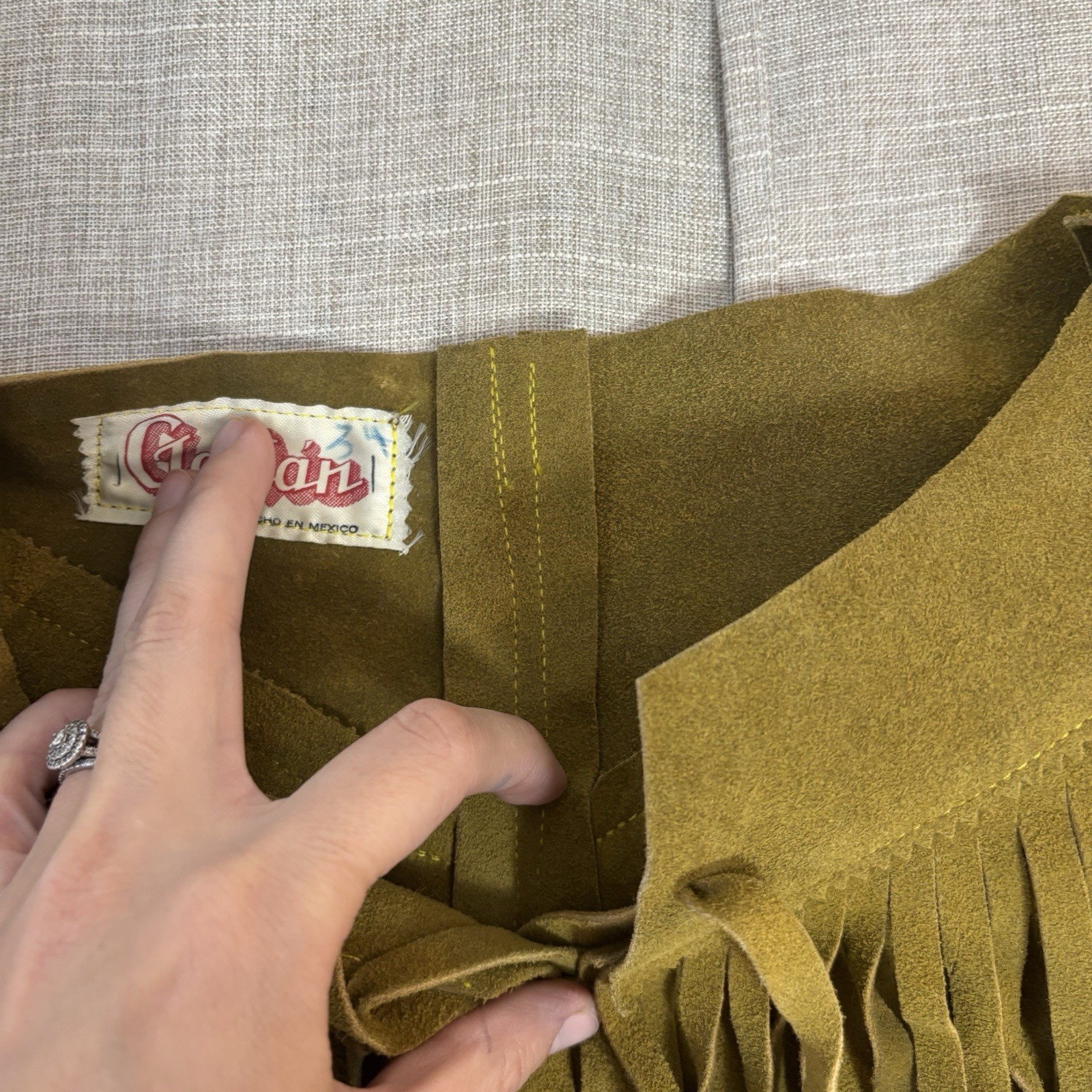 Vintage Gaitan Leather Fringe Vest Made Mexico Small/34 Western Boho Great Shape